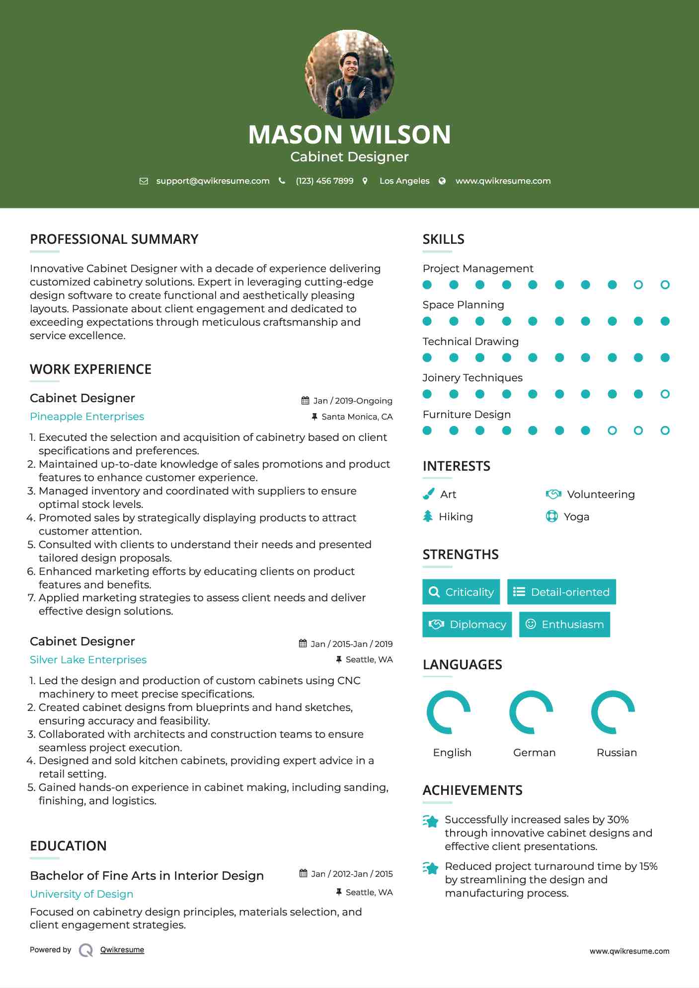 Cabinet Designer Resume Format