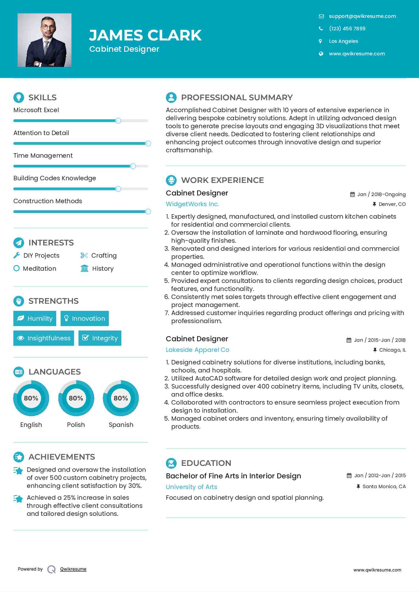 Cabinet Designer Resume Model