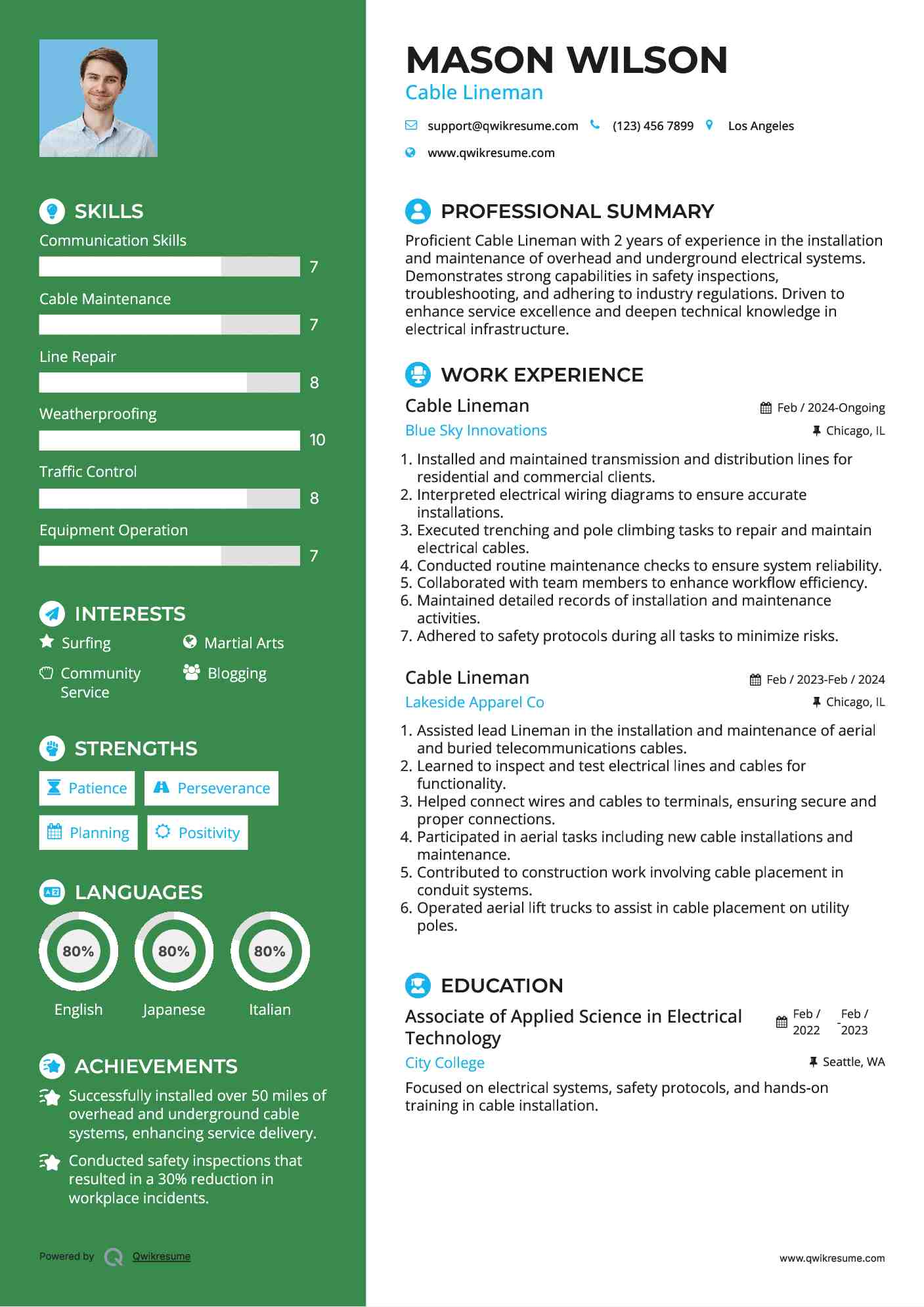 10  Cable Lineman Resume Samples Templates for 2025 10  Cable Lineman Resume Samples Templates for 2025