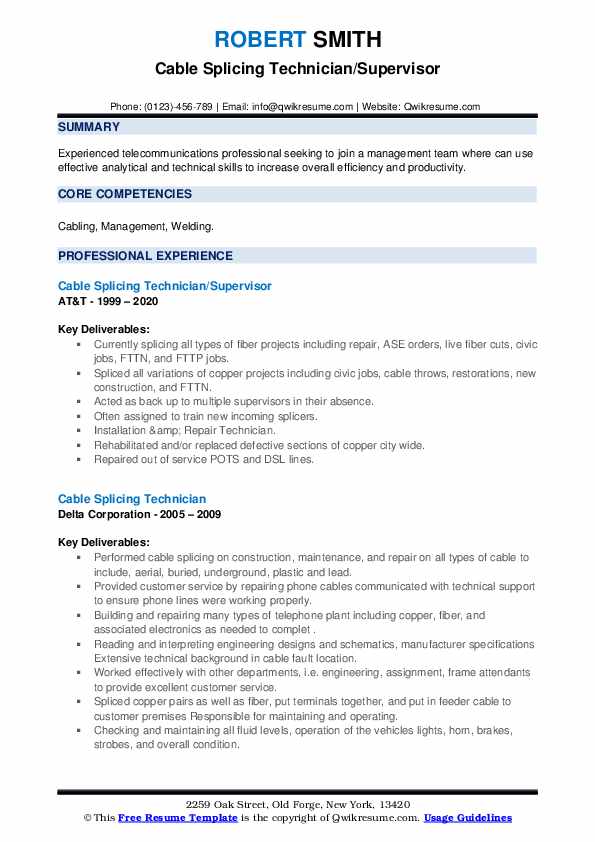cable-splicing-technician-resume-samples-qwikresume