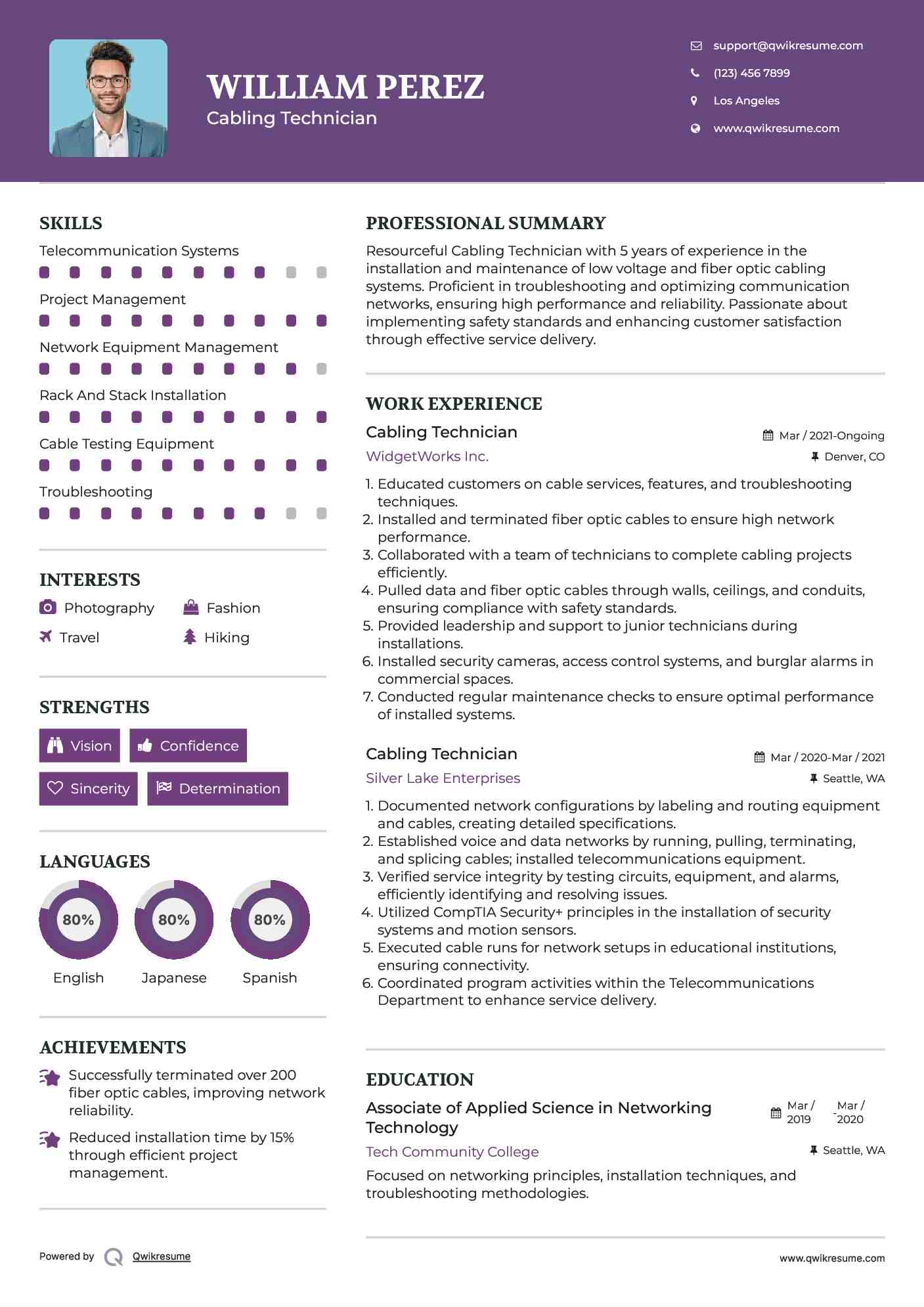 Cabling Technician Resume Format