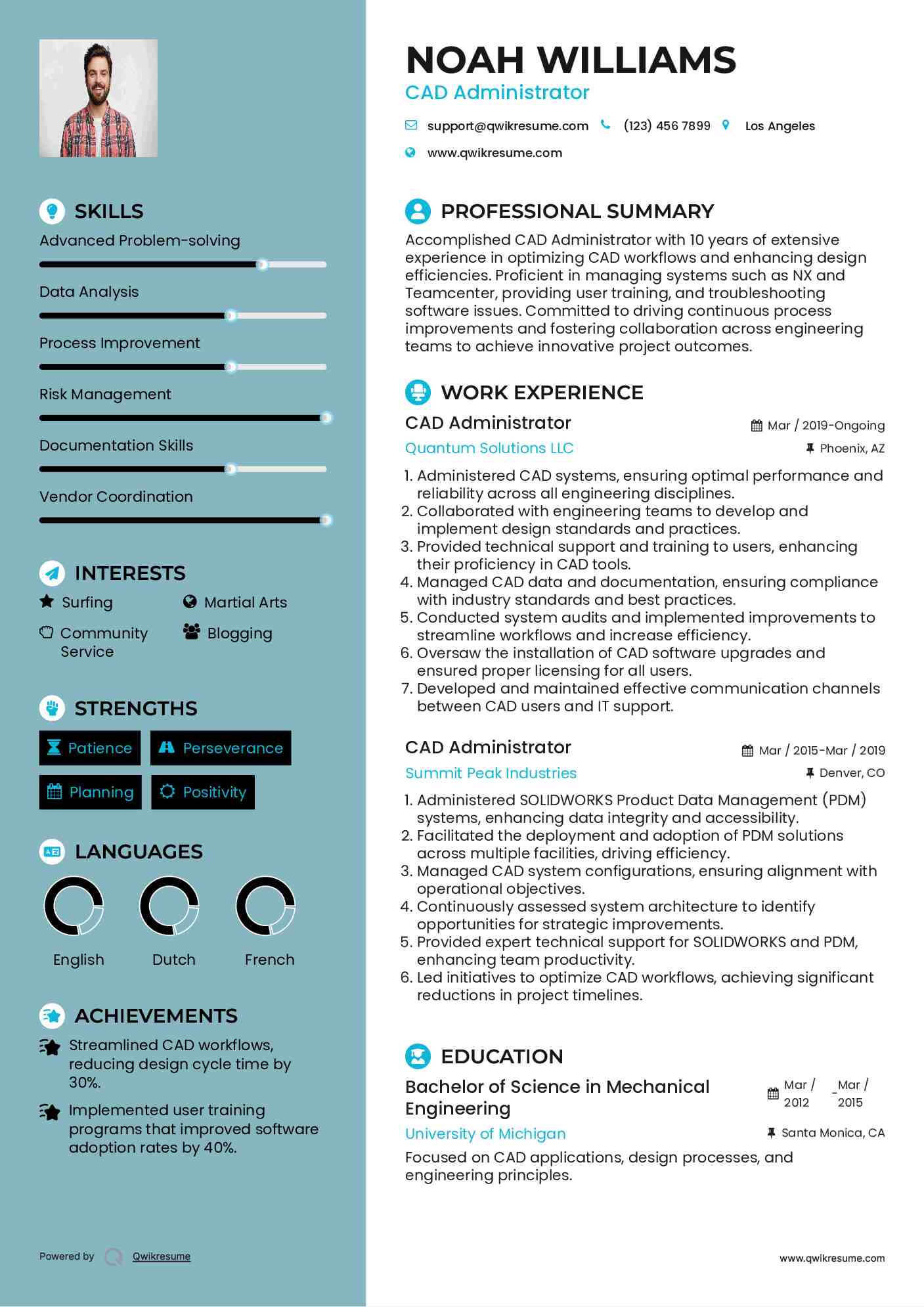 CAD Administrator Resume Template