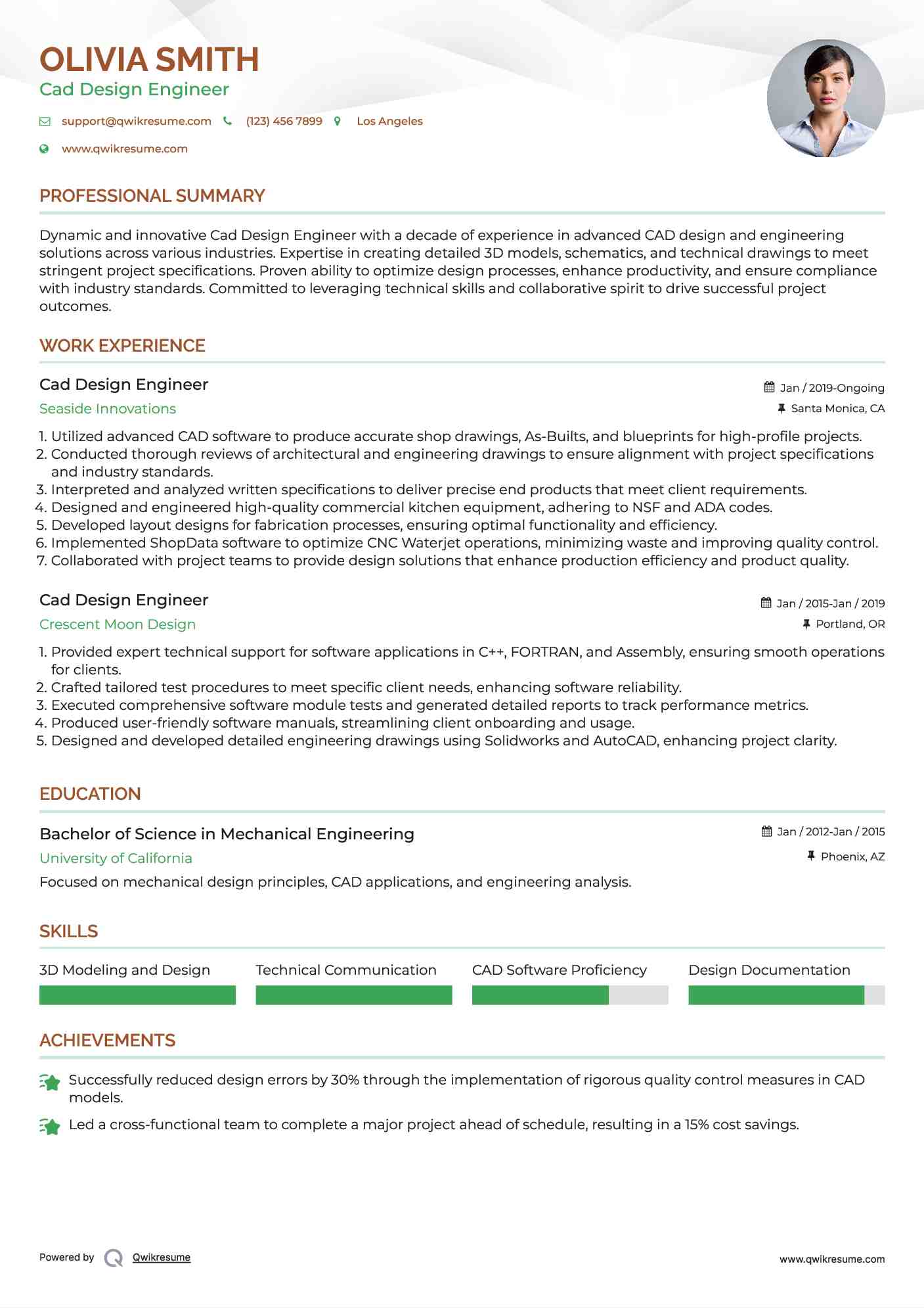 Cad Design Engineer Resume Model