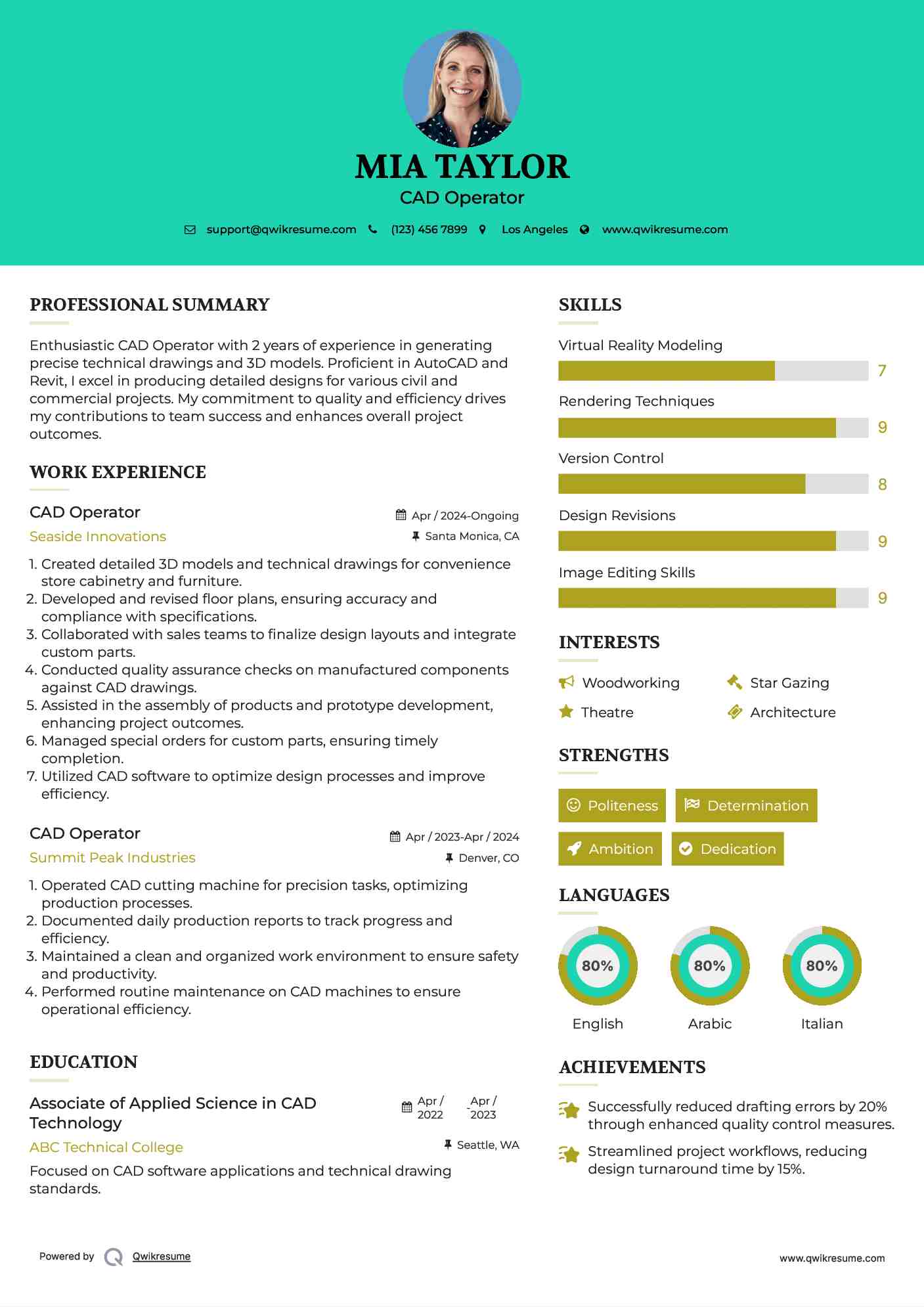 CAD Operator Resume Format