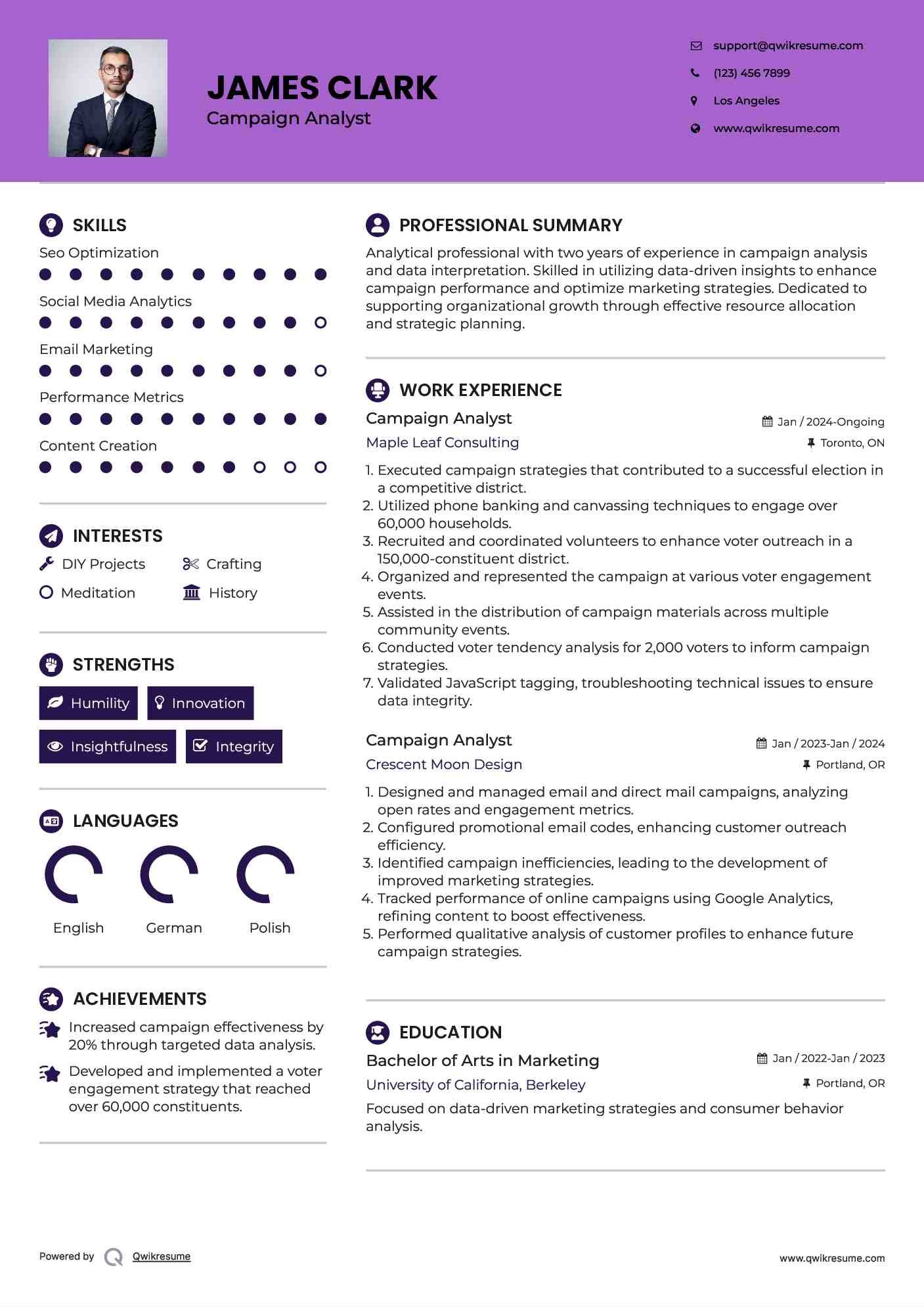 Campaign Analyst Resume Format