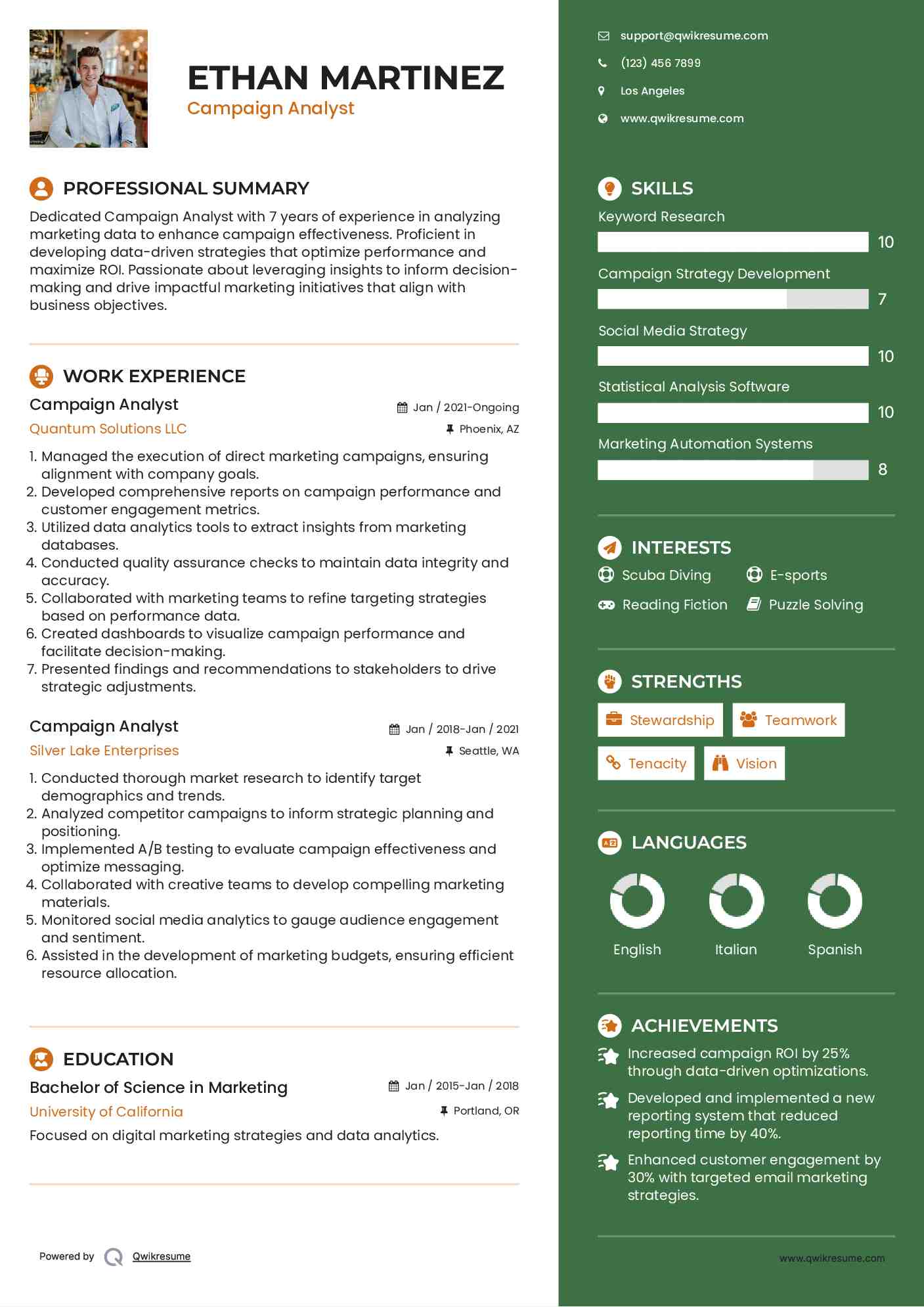 Campaign Analyst Resume Format