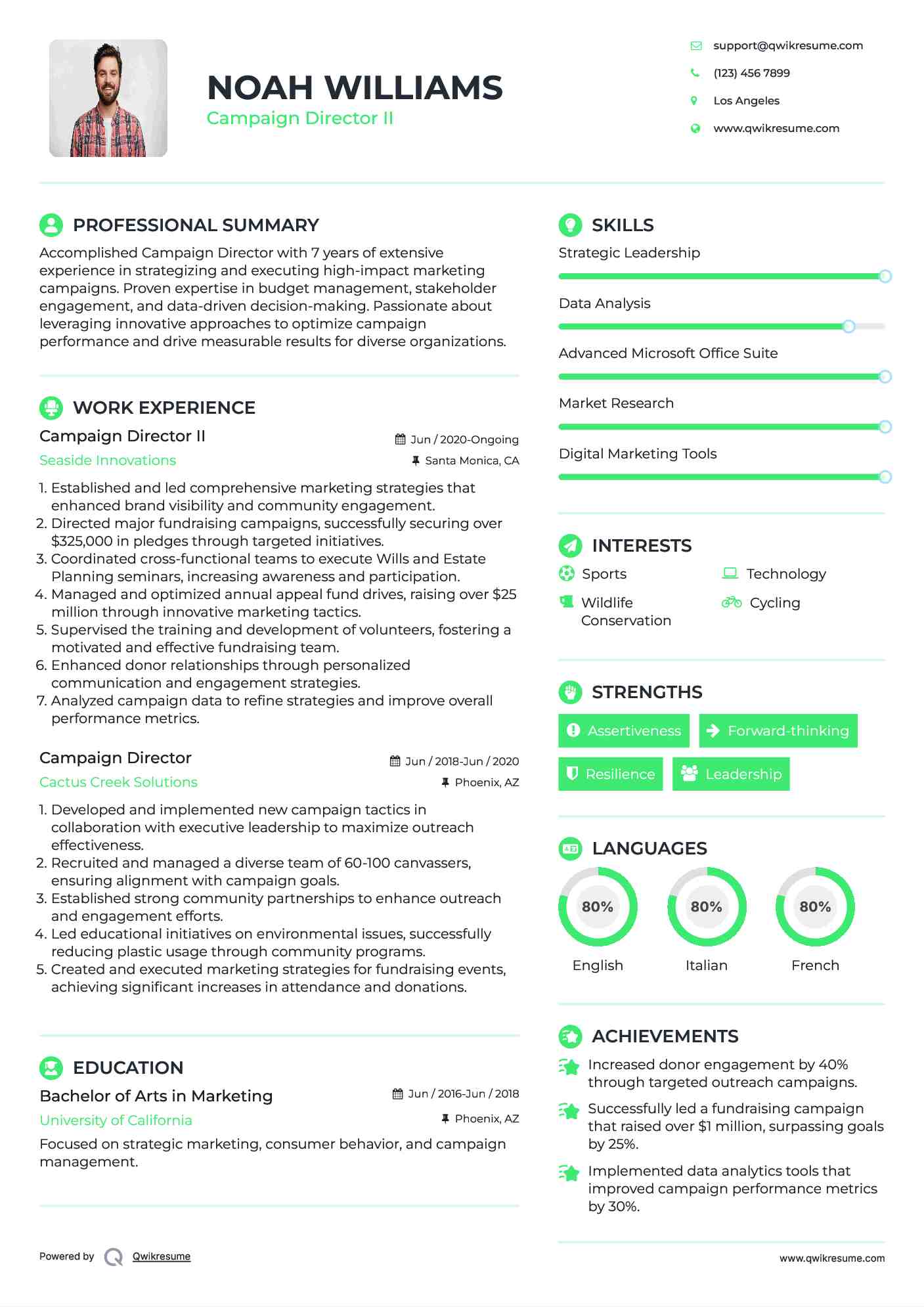Campaign Director II Resume Format