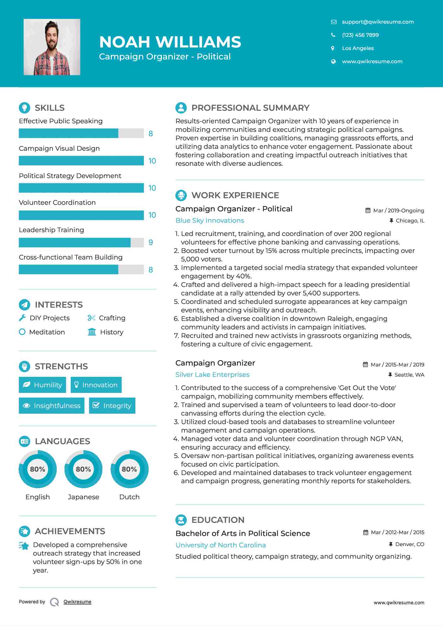 Campaign Organizer - Political Resume Template