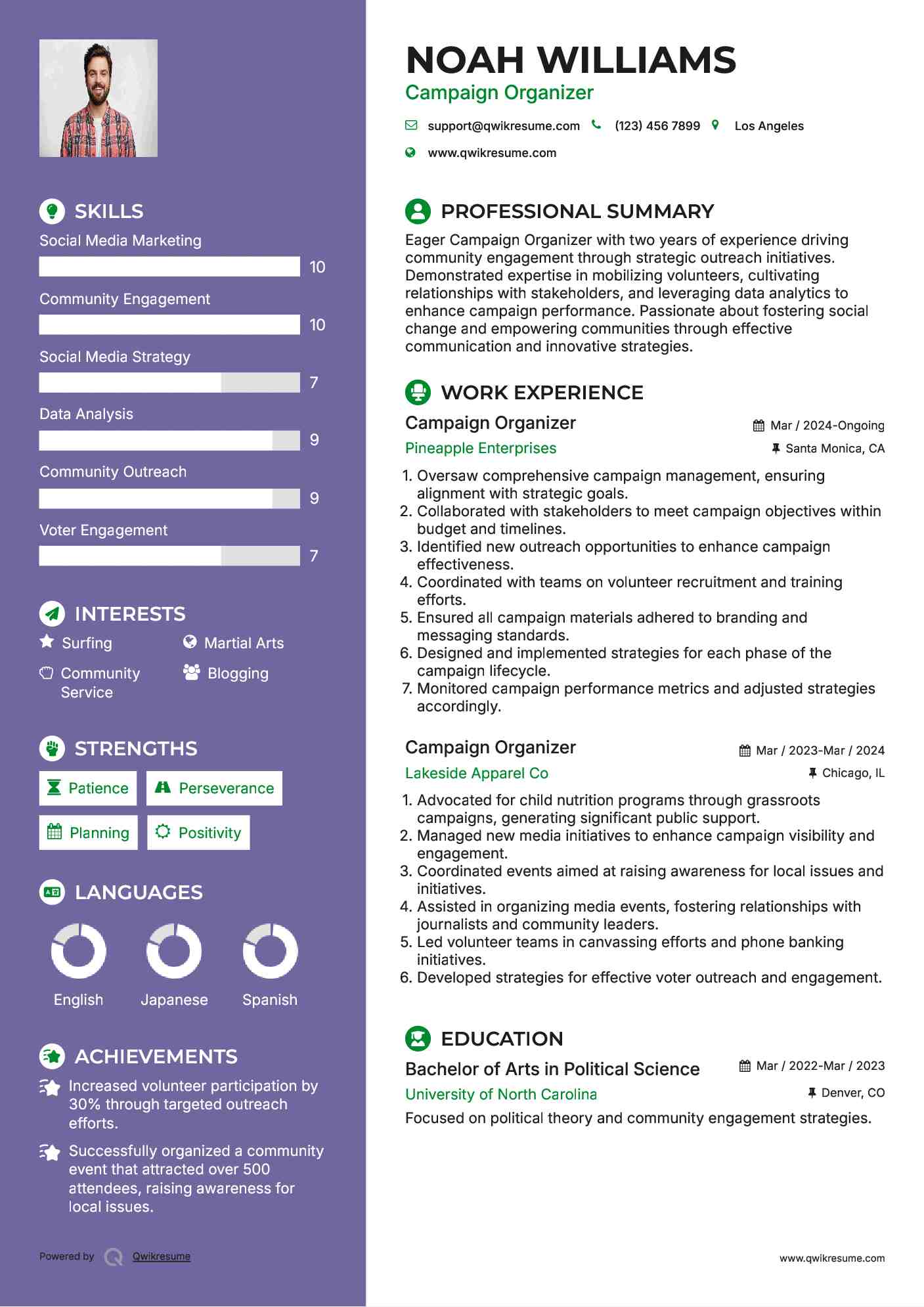 Campaign Organizer Resume Format