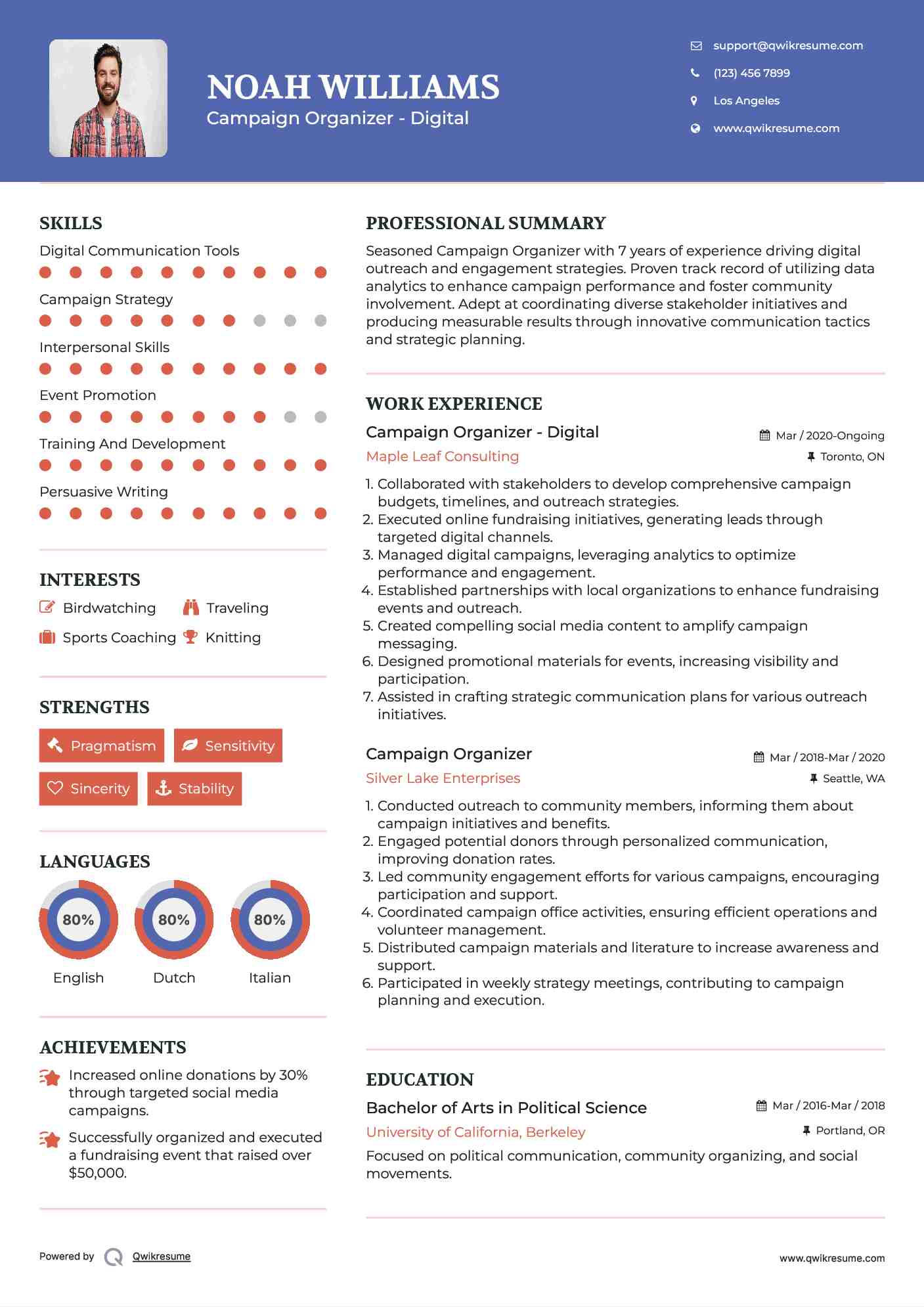 Campaign Organizer - Digital Resume Model