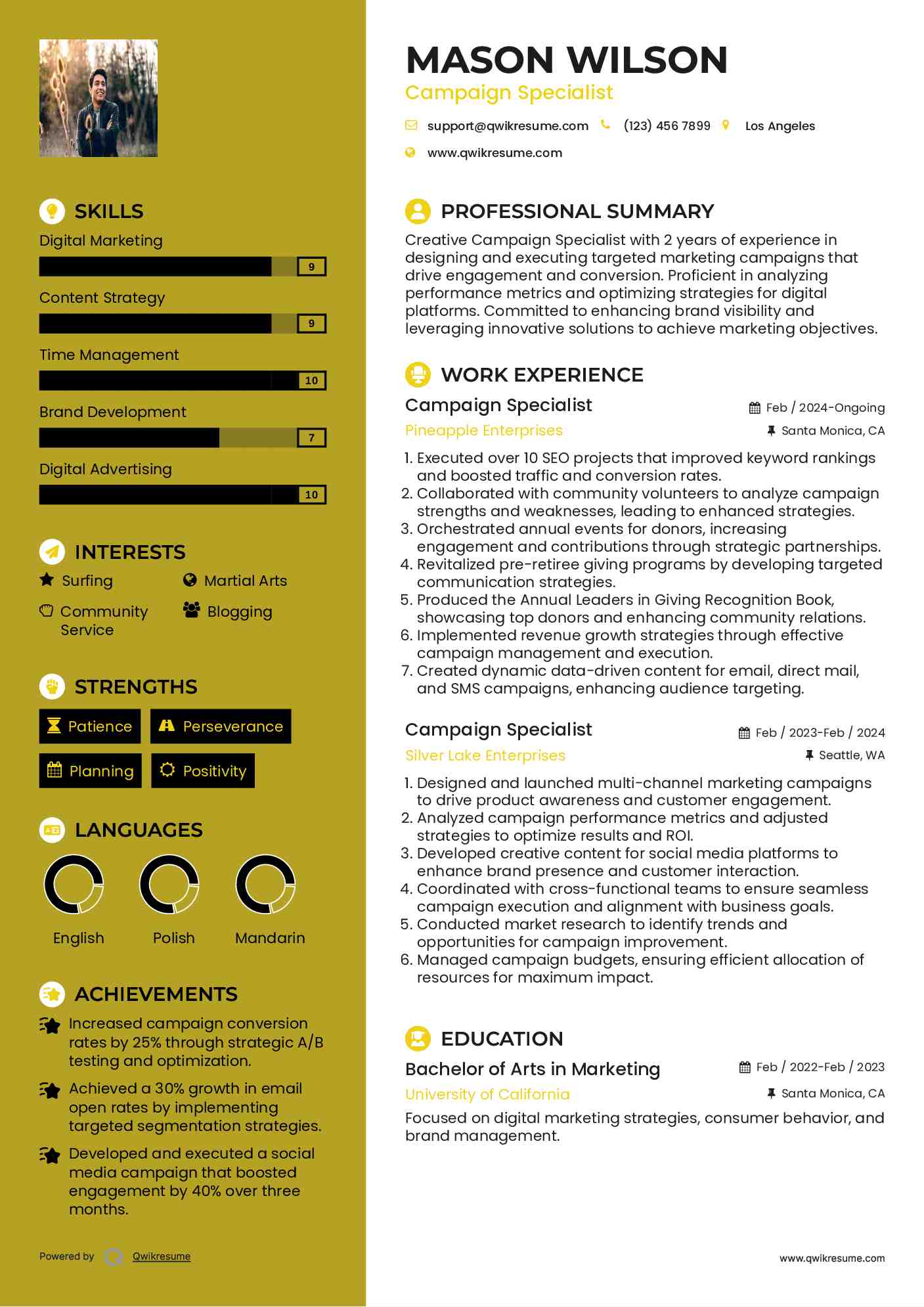 Campaign Specialist Resume Format