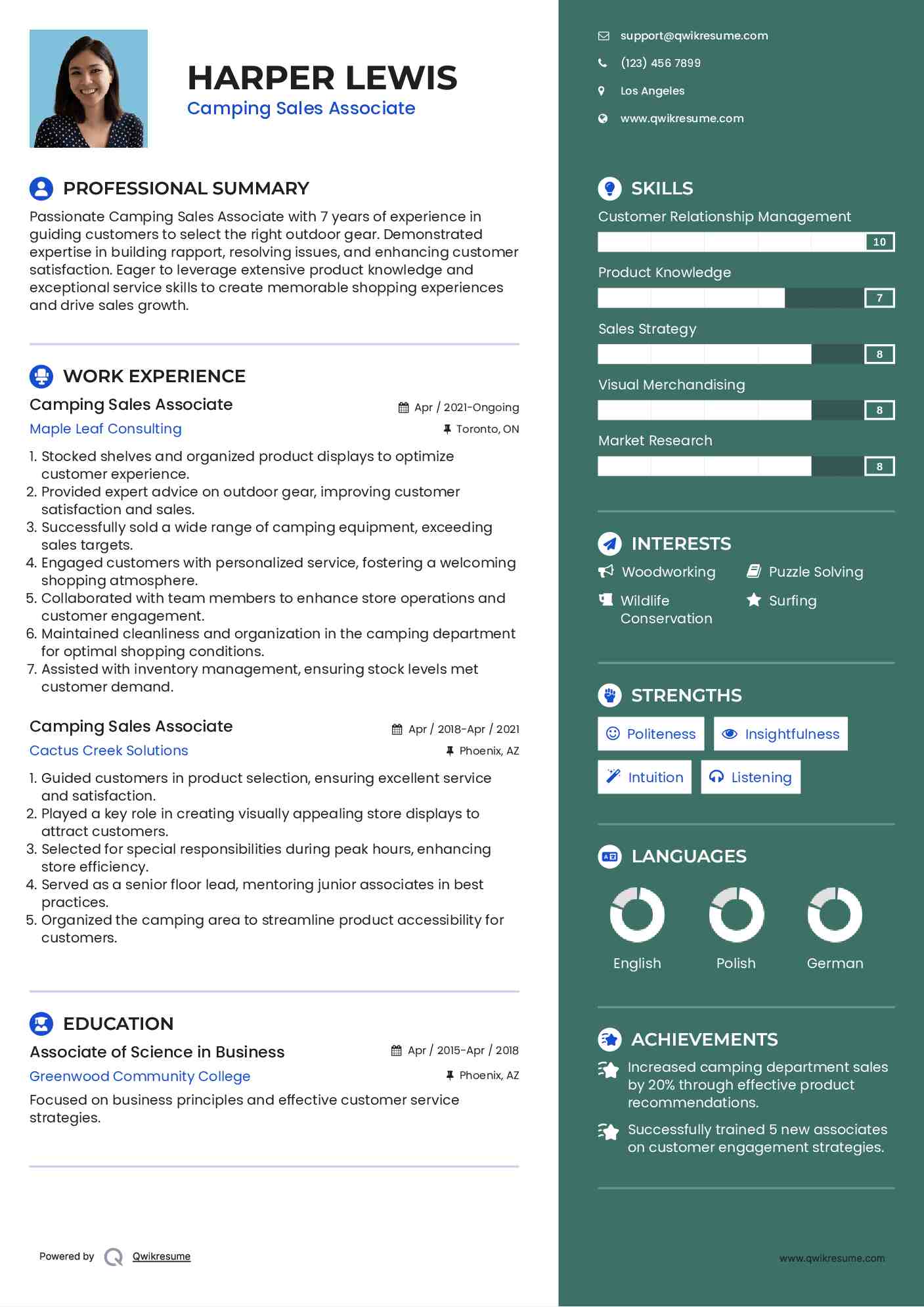 Camping Sales Associate Resume Samples QwikResume