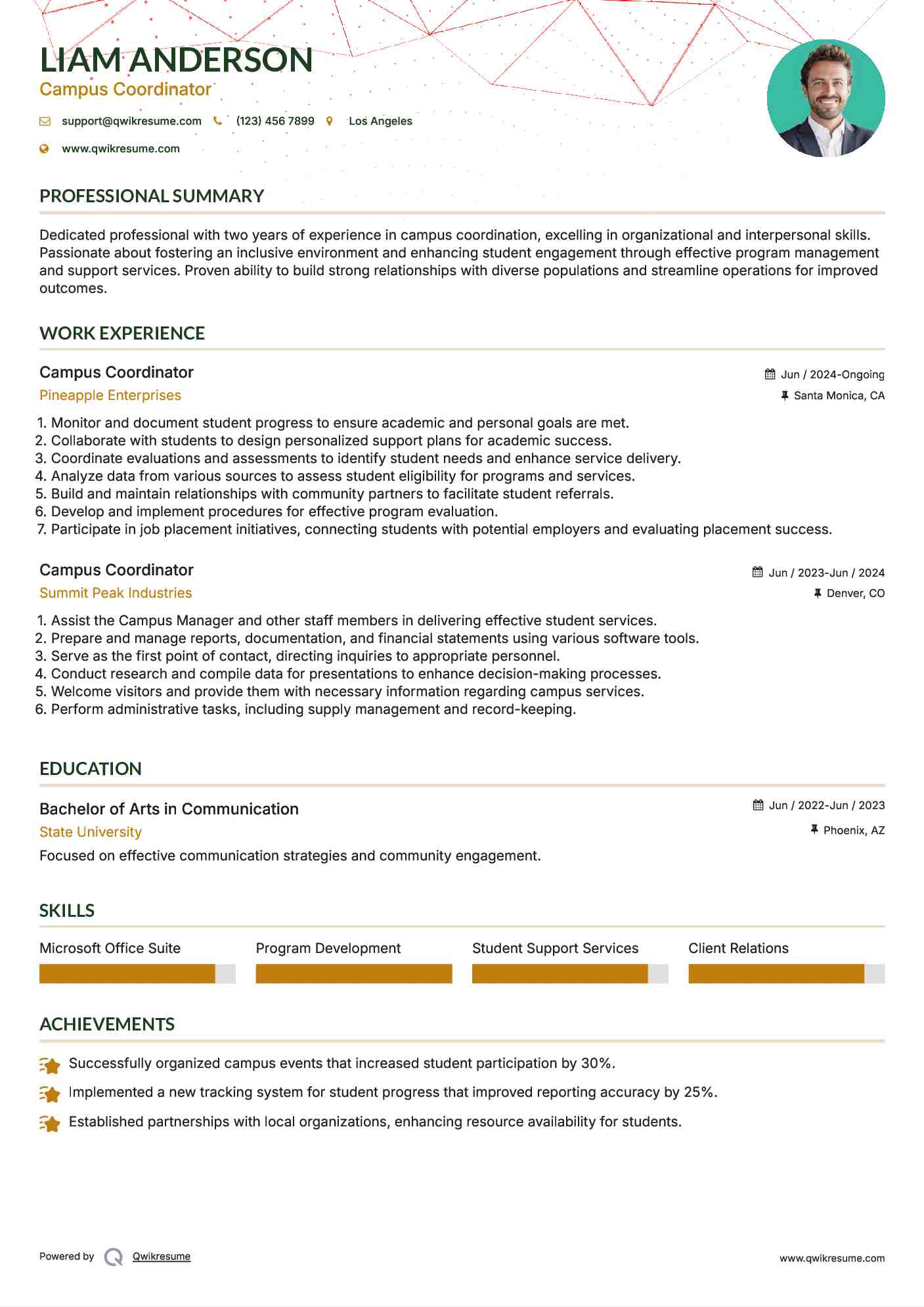 Campus Coordinator Resume Model