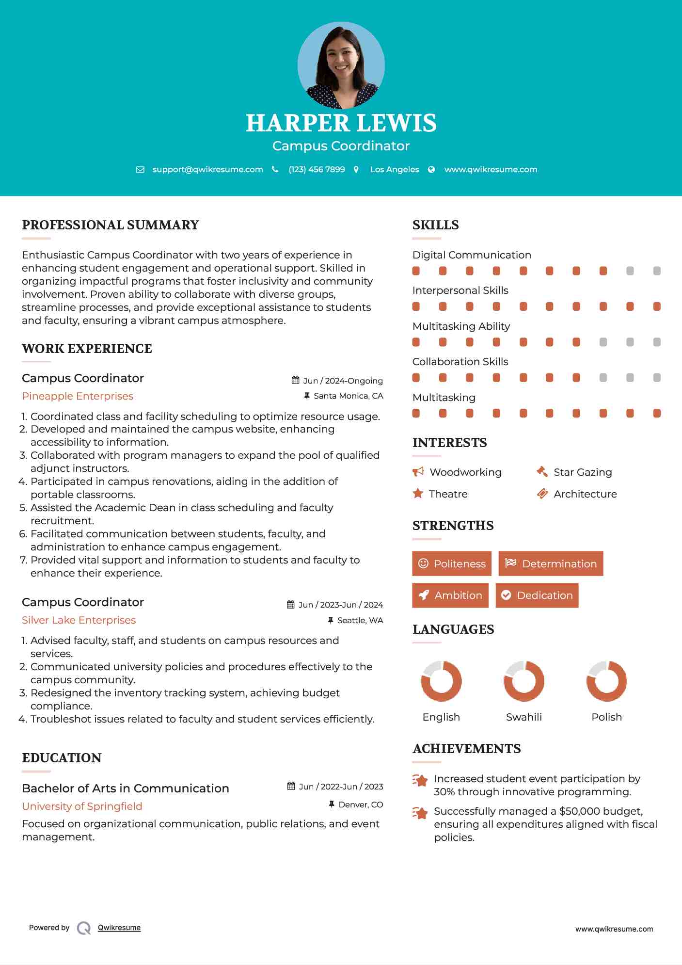 Campus Coordinator Resume Format