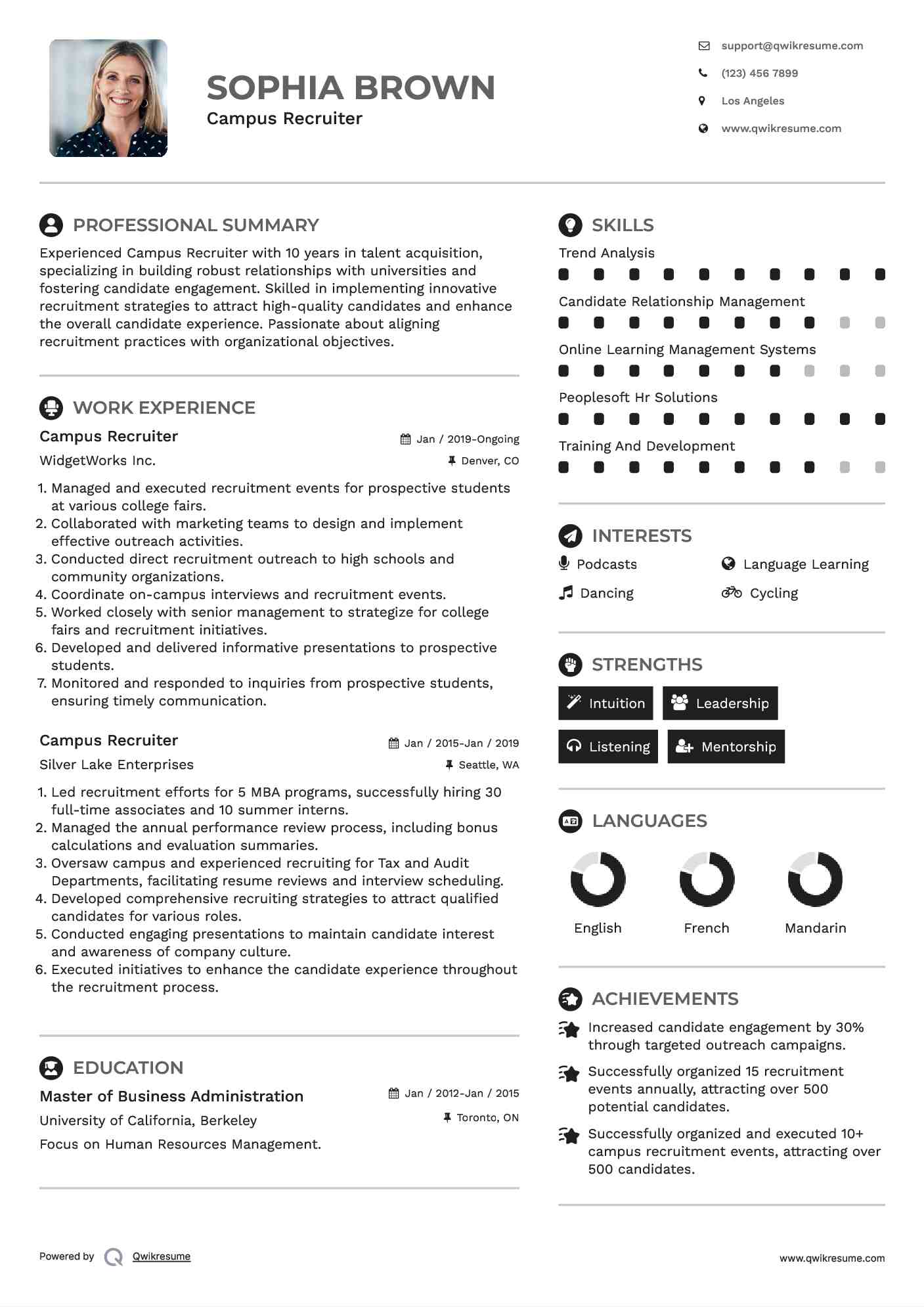 Campus Recruiter Resume Format