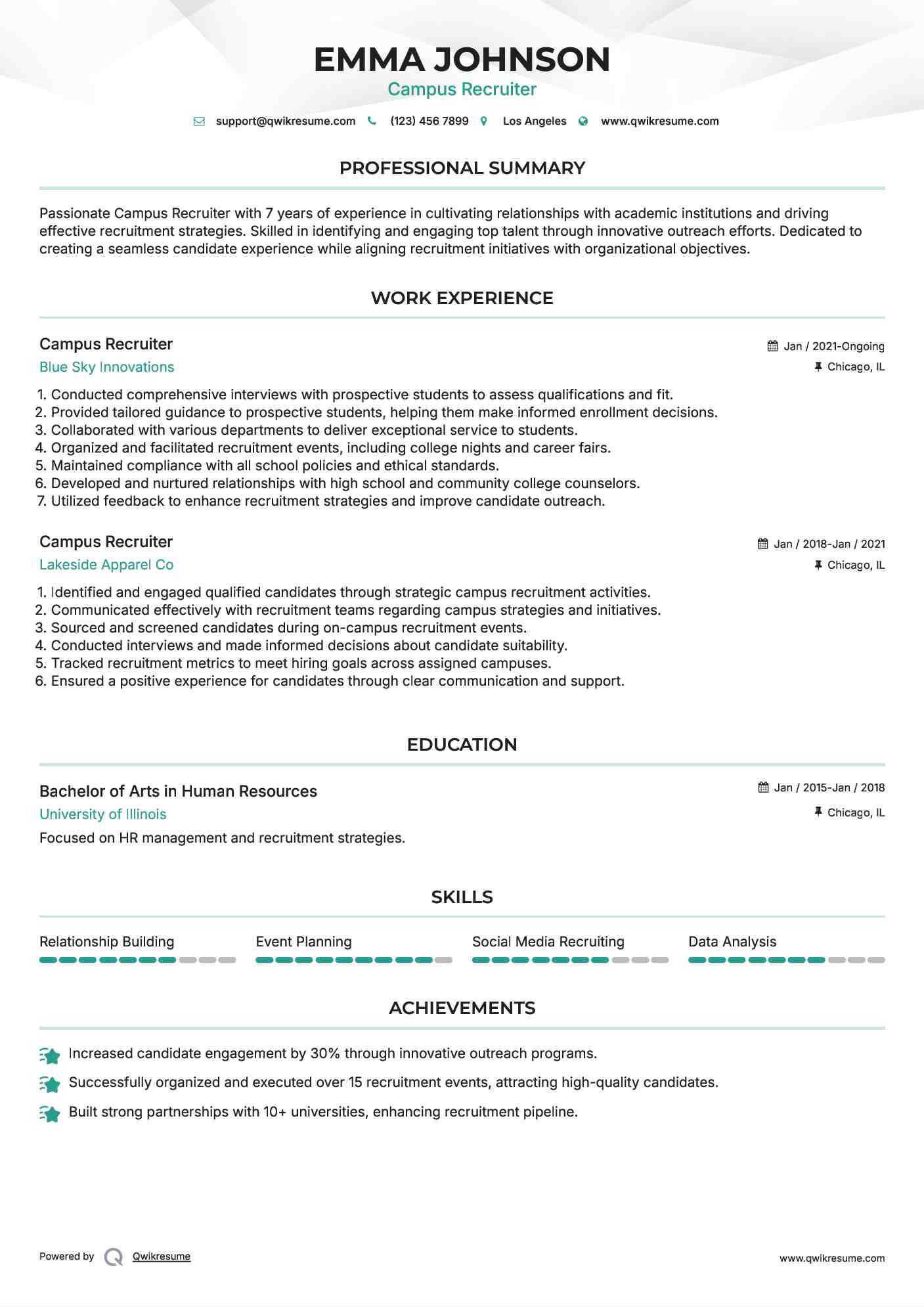Campus Recruiter Resume Template