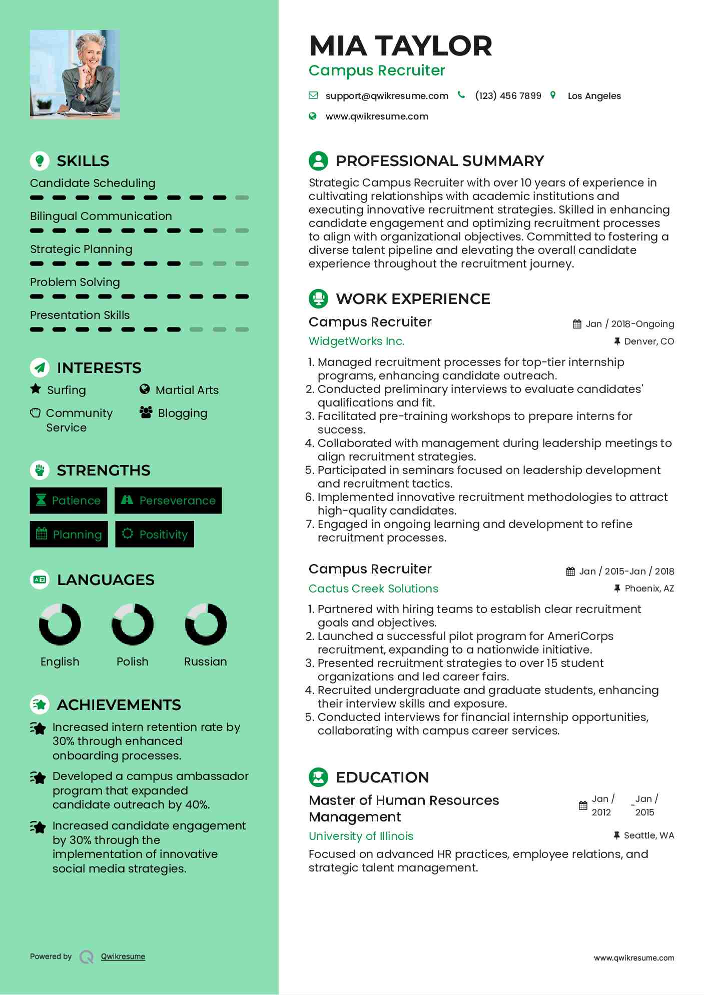 Campus Recruiter Resume Model