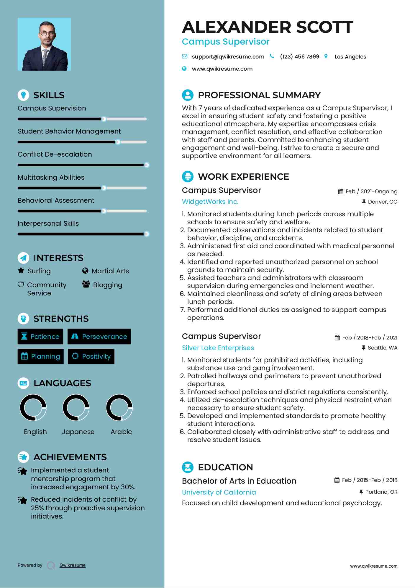 Campus Supervisor Resume Template