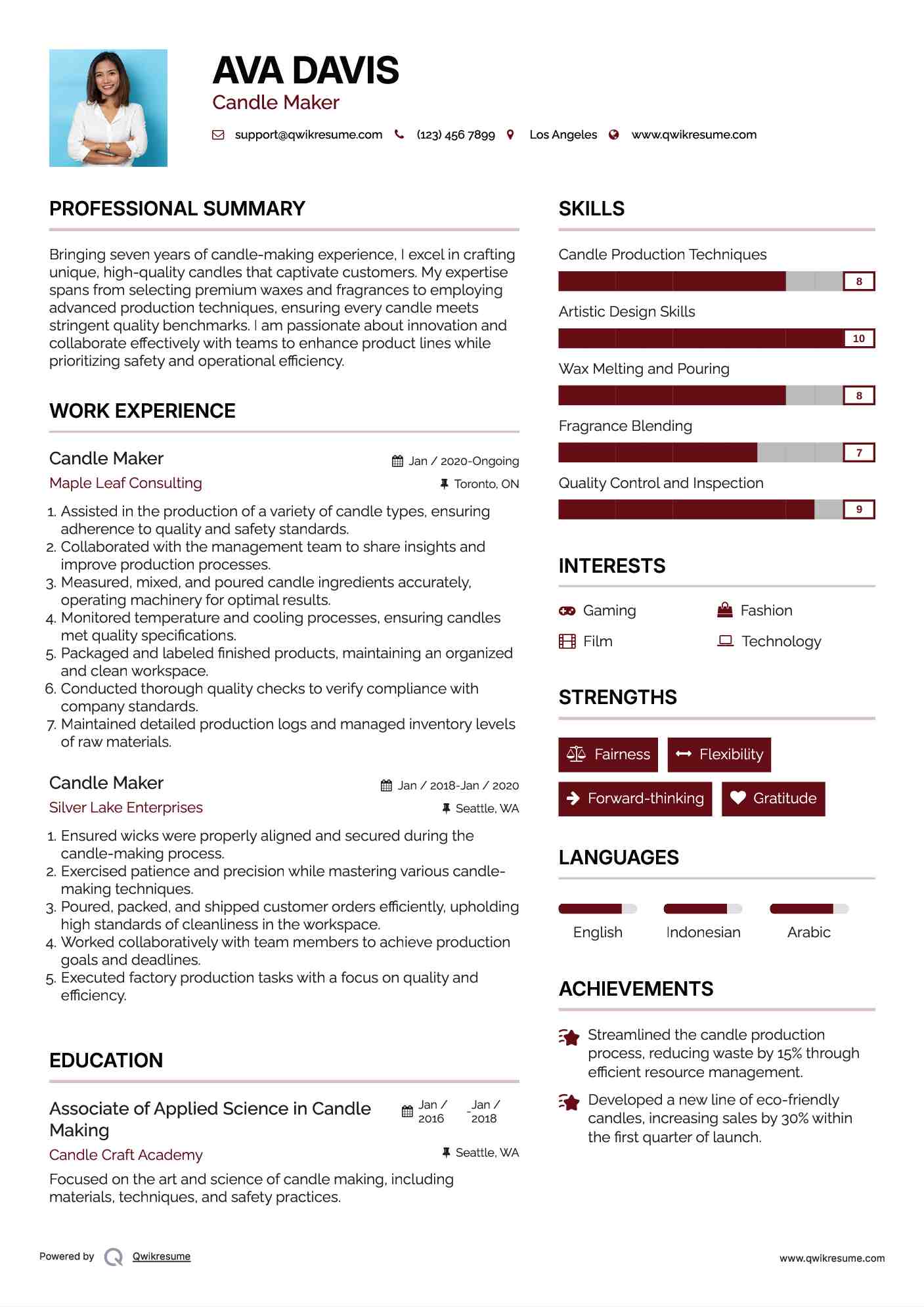Candle Maker Resume Template