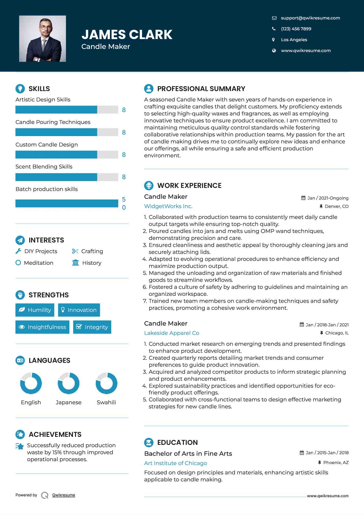 Candle Maker Resume Sample