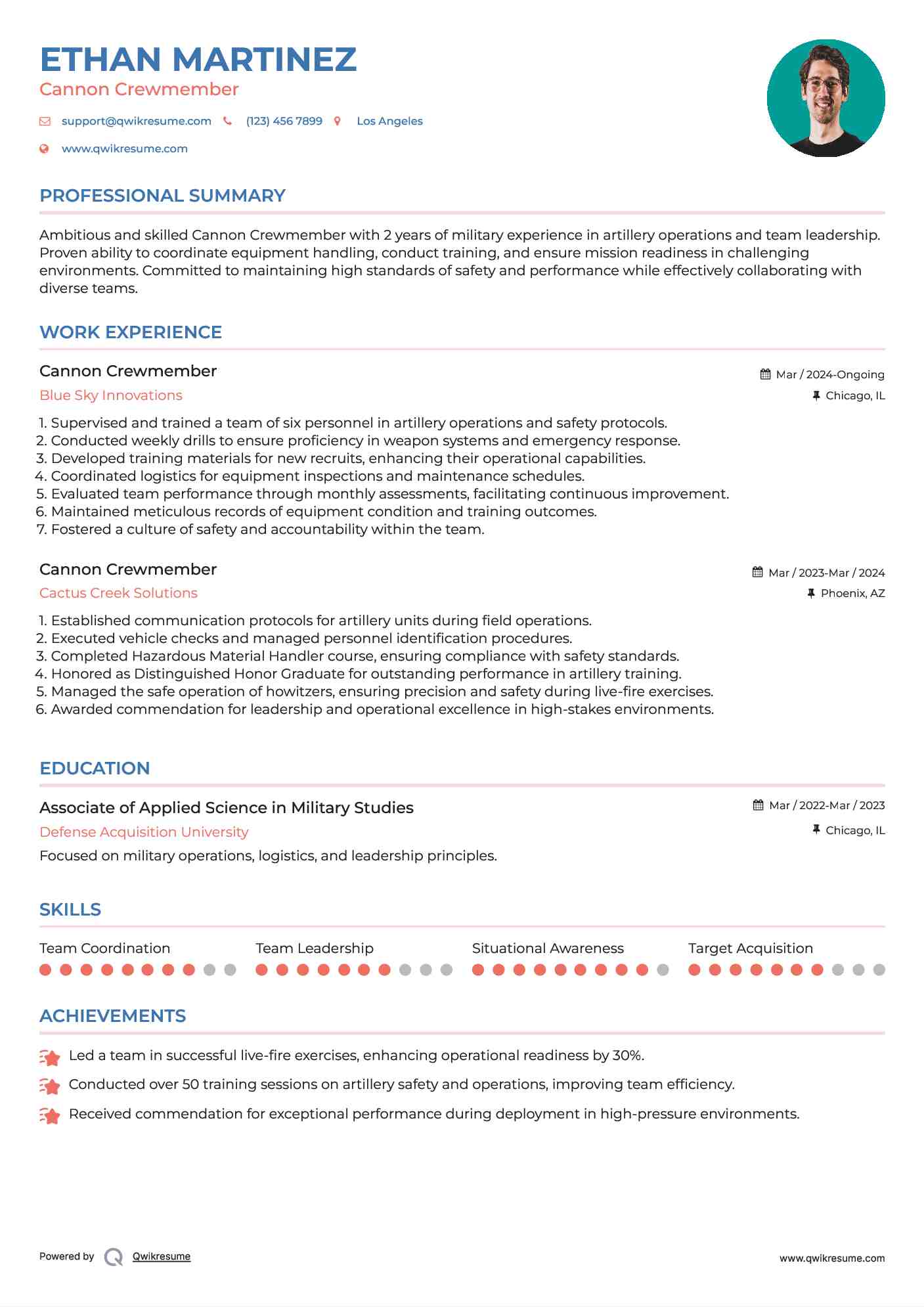 Cannon Crewmember Resume Example