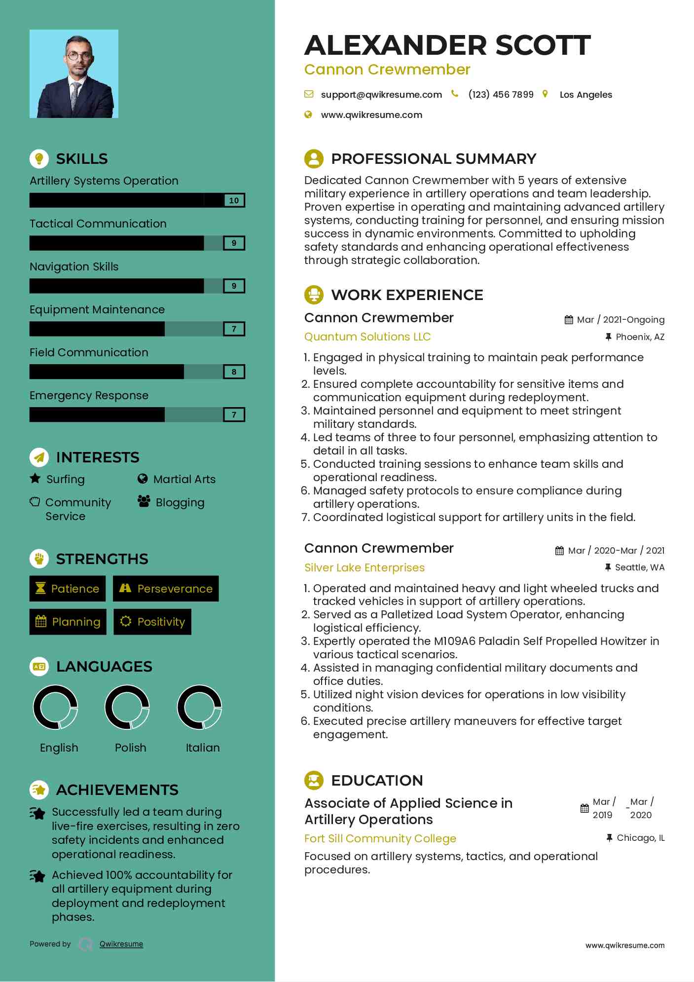 Cannon Crewmember Resume Template