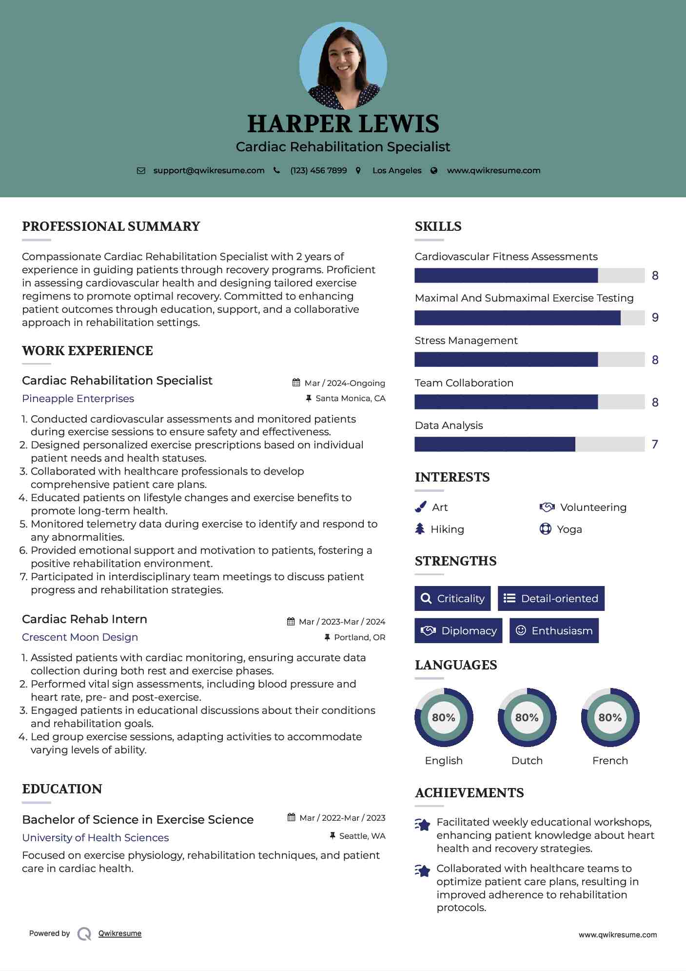 Cardiac Rehabilitation Specialist Resume Template