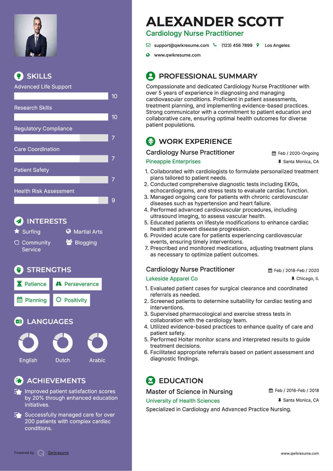 Cardiology Nurse Practitioner Resume Template