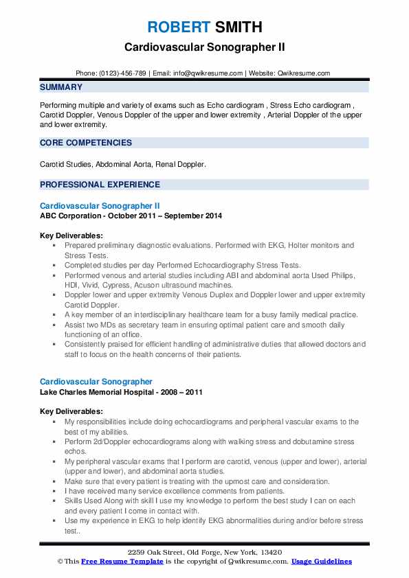 Cardiovascular Sonographer Resume - Cardiovascular Sonographer 1579147485 Pdf 