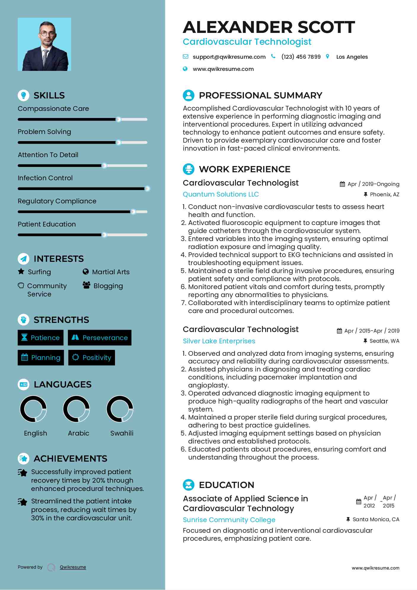 Cardiovascular Technologist Resume Format