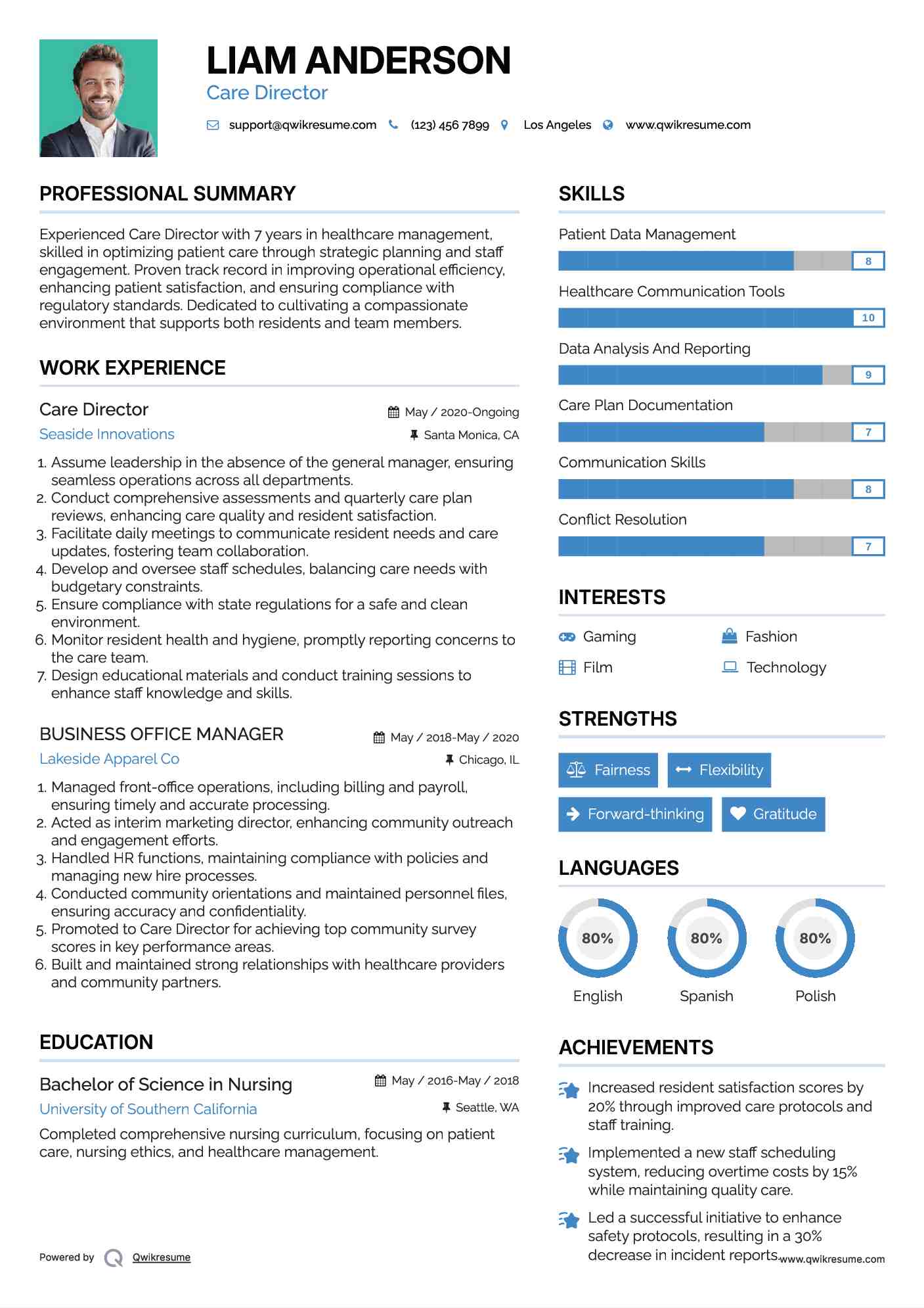 Care Director Resume Template