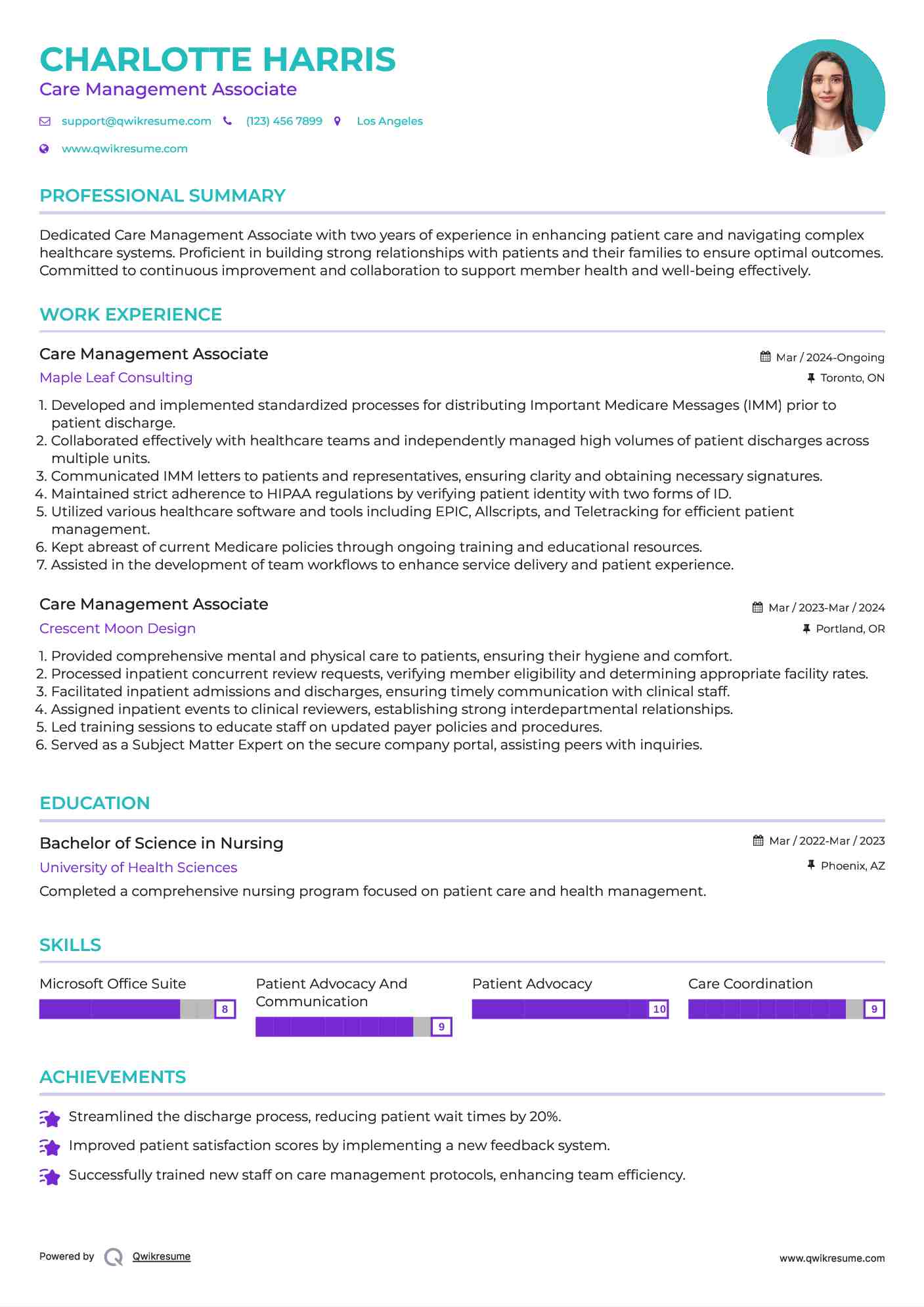 Care Management Associate Resume Format