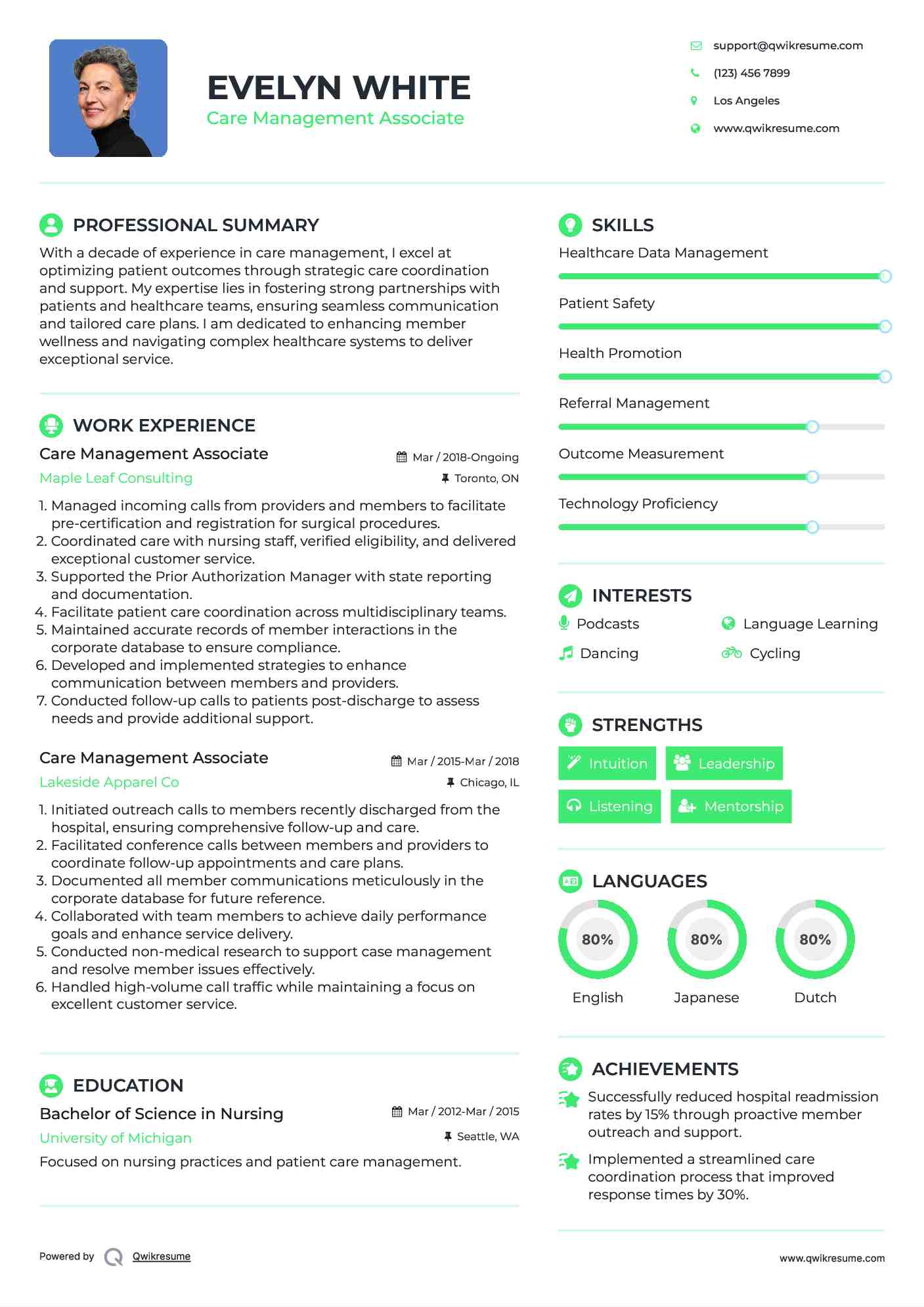 Care Management Associate Resume Model