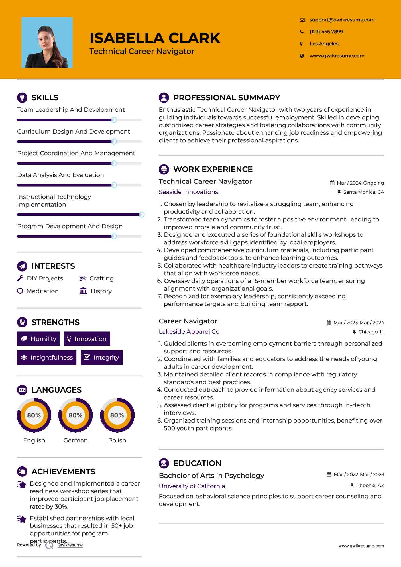 Technical Career Navigator Resume Sample