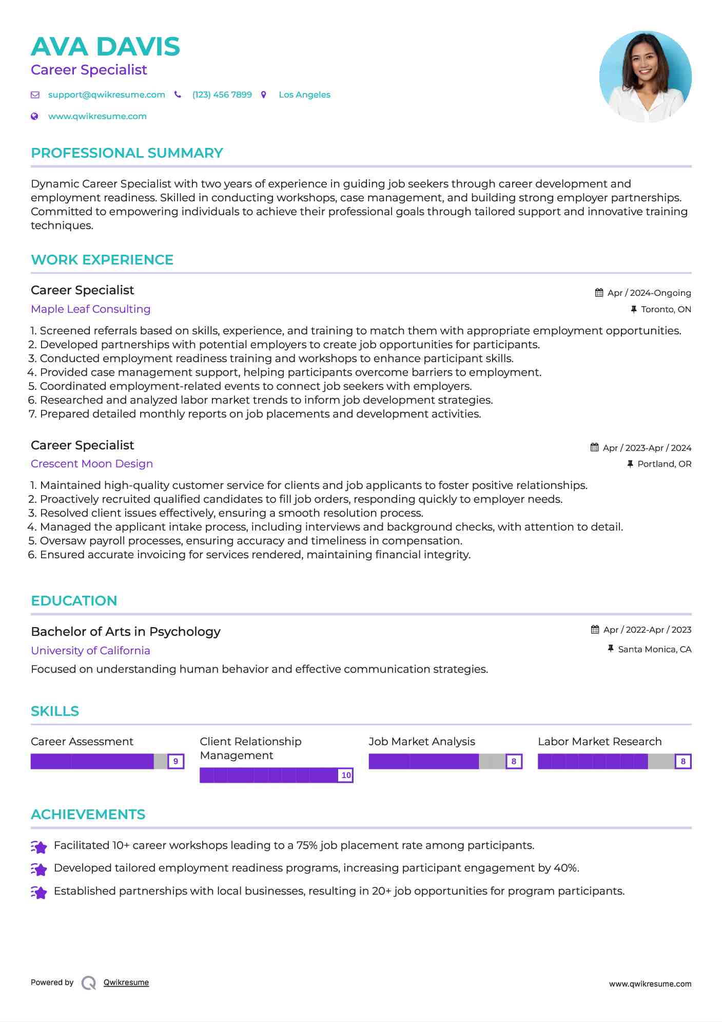 Career Specialist Resume Template