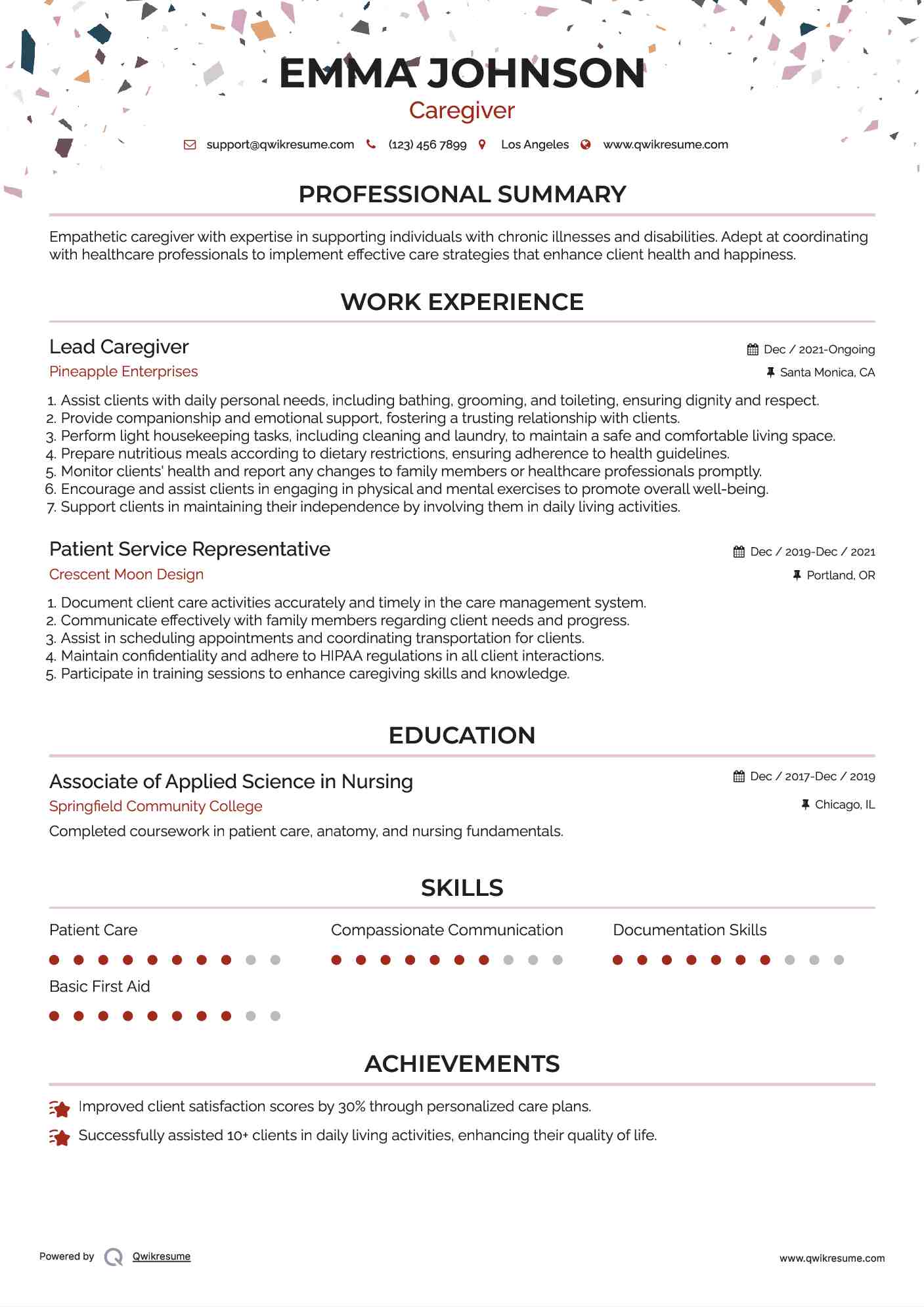 10 Caregiver Resume Samples amp - Caregiver 1556712085 Pdf 