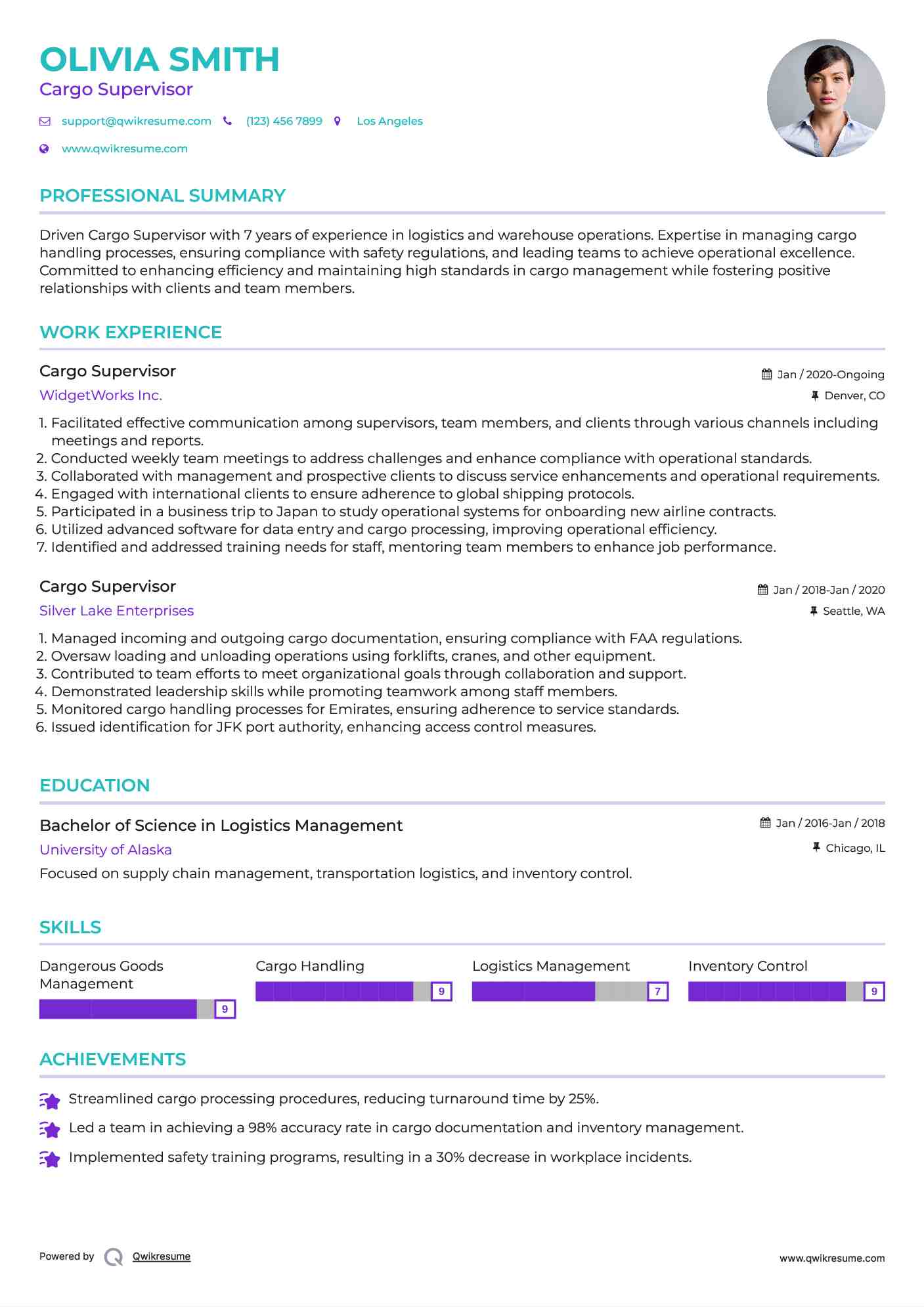 Cargo Supervisor Resume Example