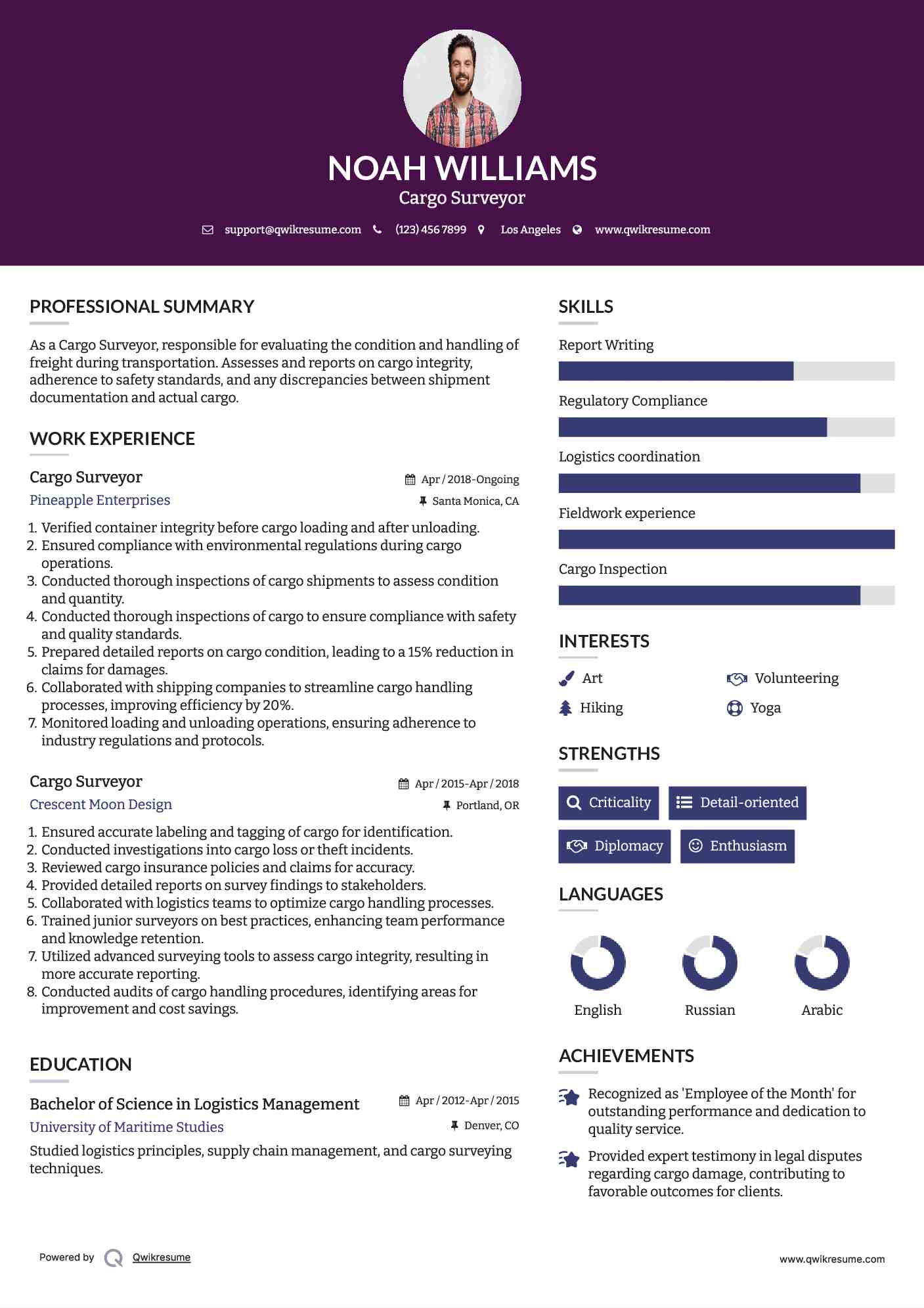 Cargo Surveyor Resume Format