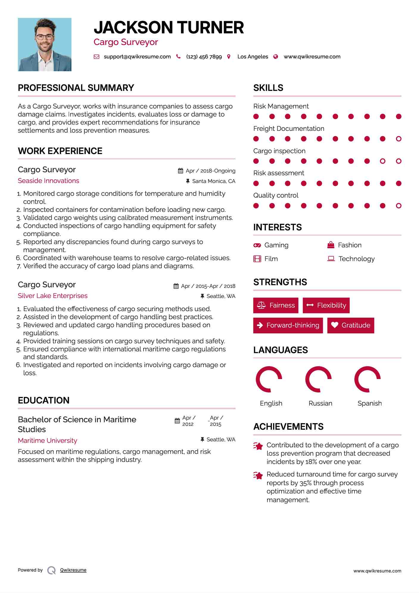 Cargo Surveyor Resume Sample