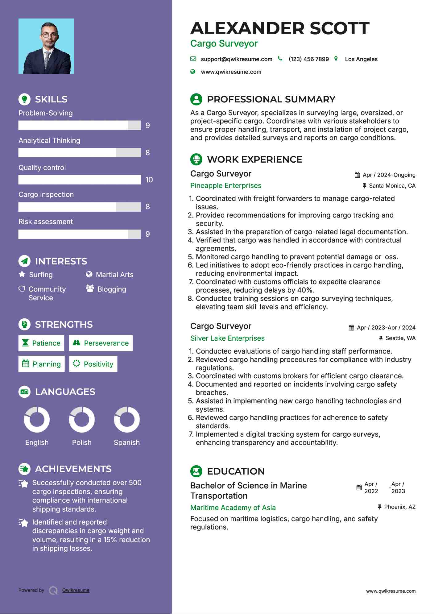 Cargo Surveyor Resume Format
