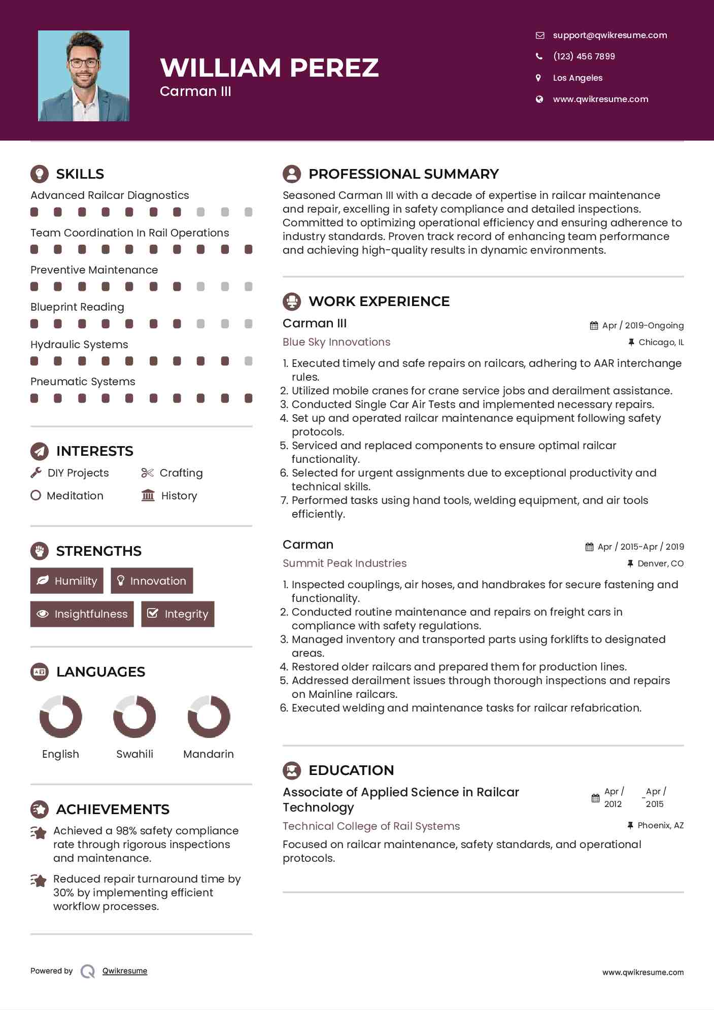 Carman III Resume Template