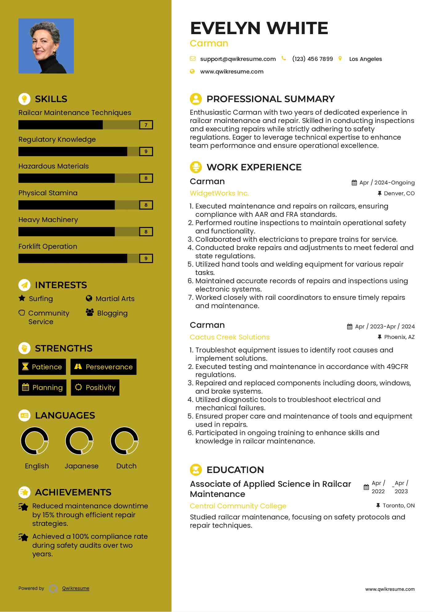 Carman Resume Sample