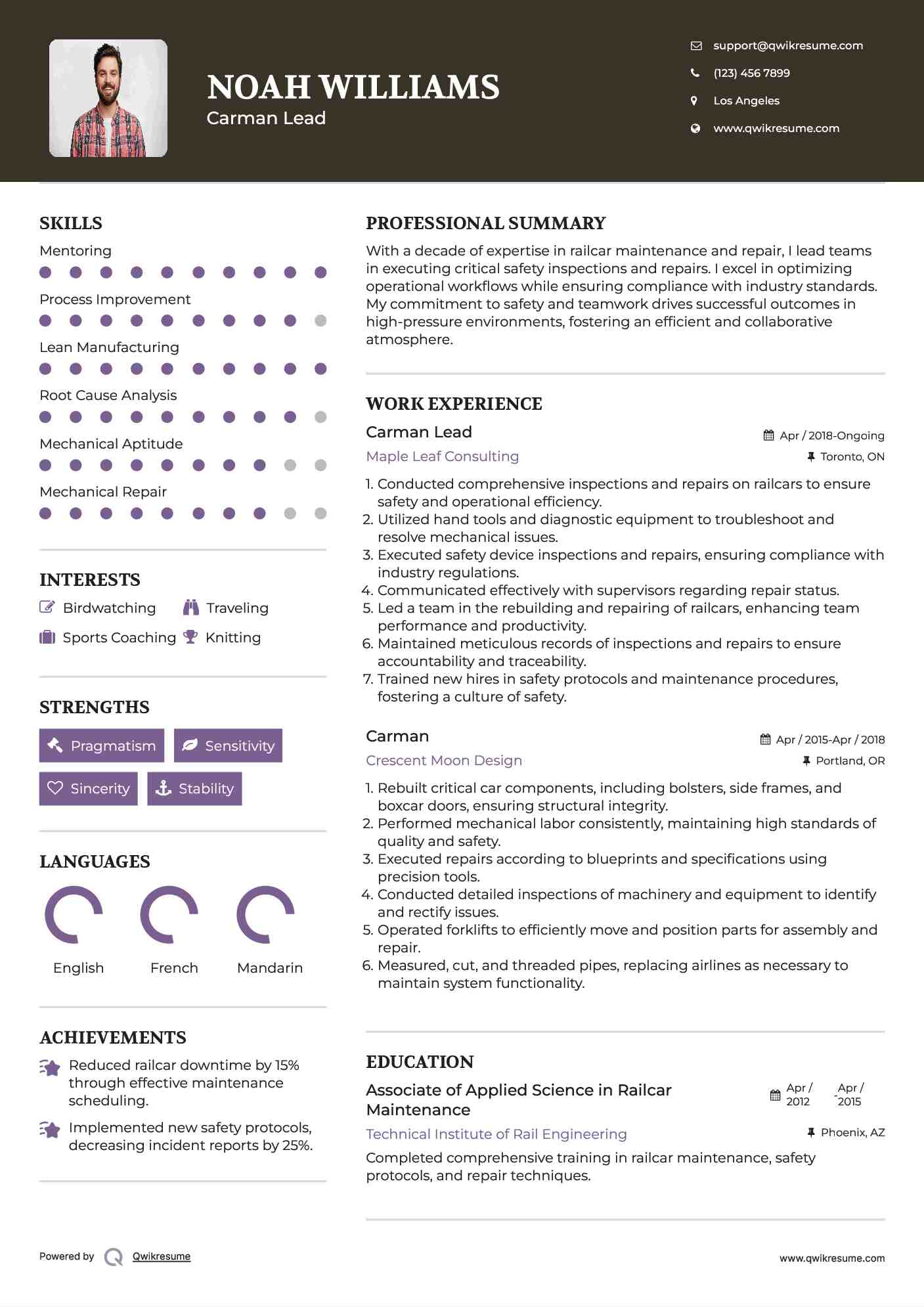 Carman Lead Resume Sample