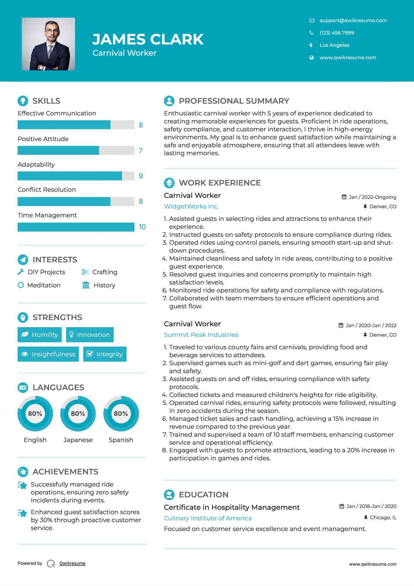 Carnival Worker Resume Template