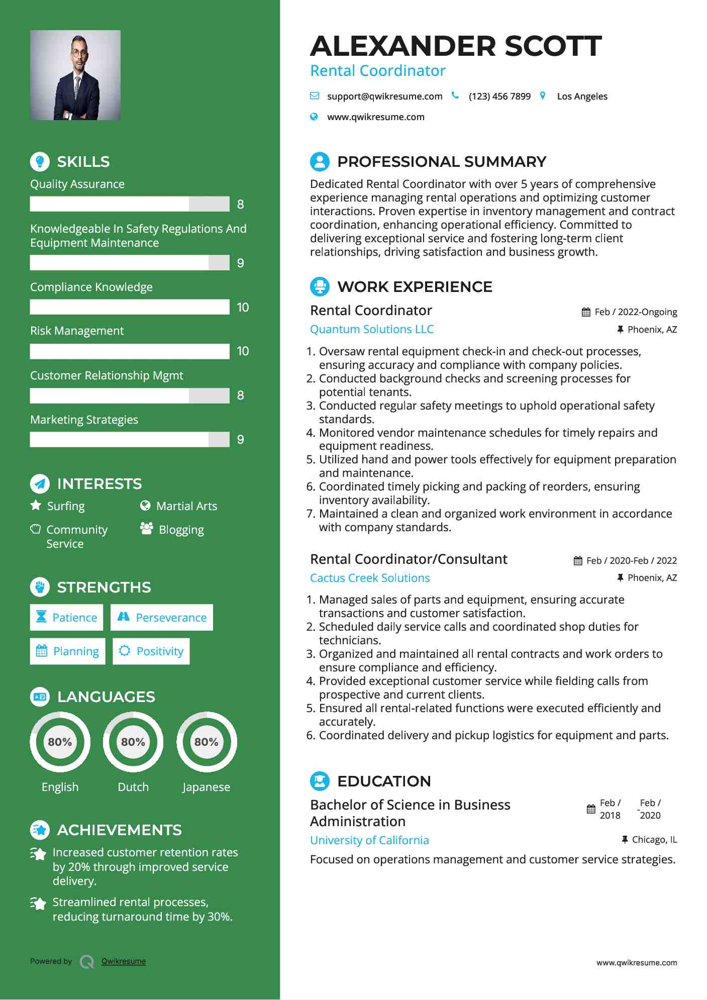 Rental Coordinator Resume Template