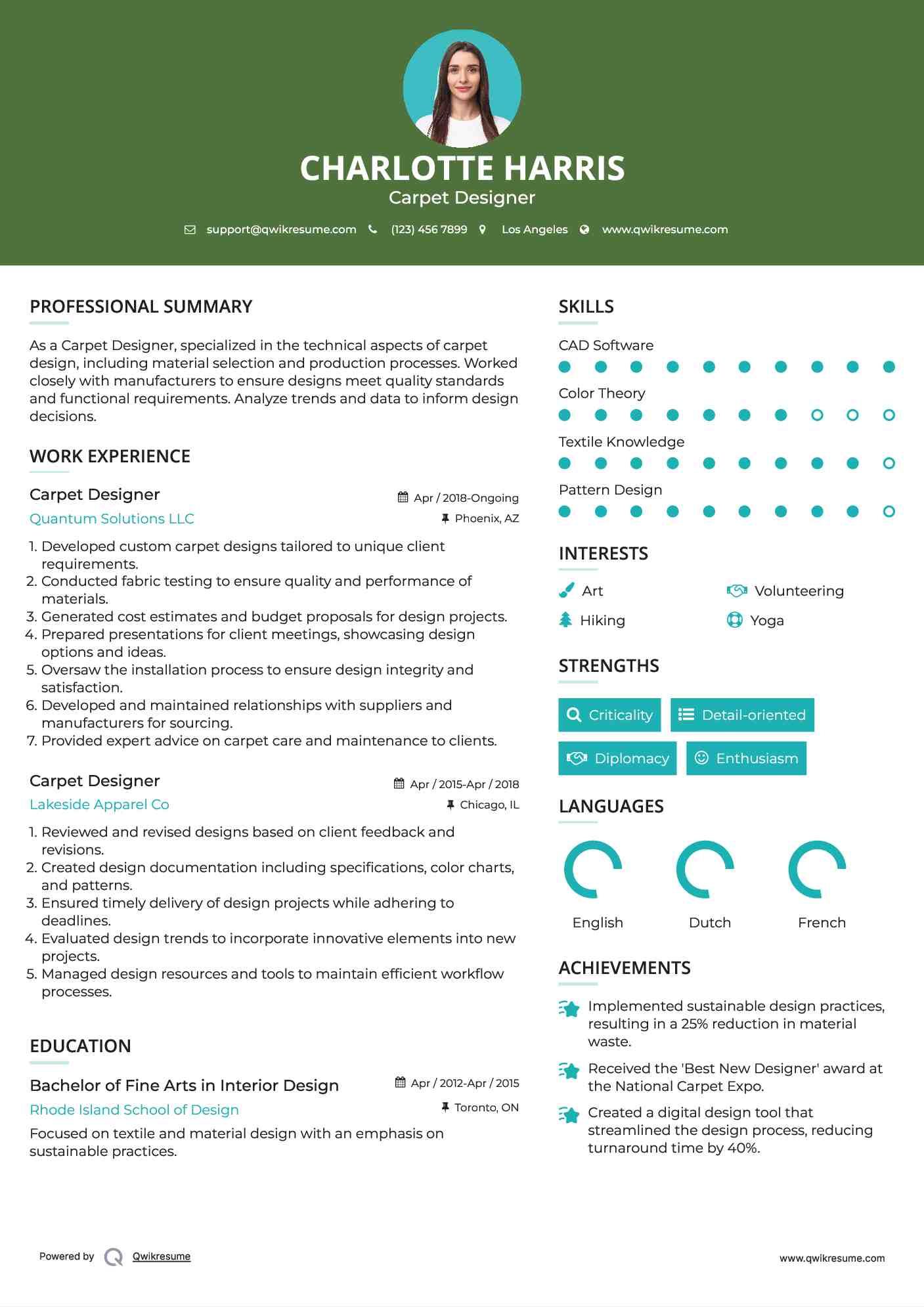 Carpet Designer Resume Template
