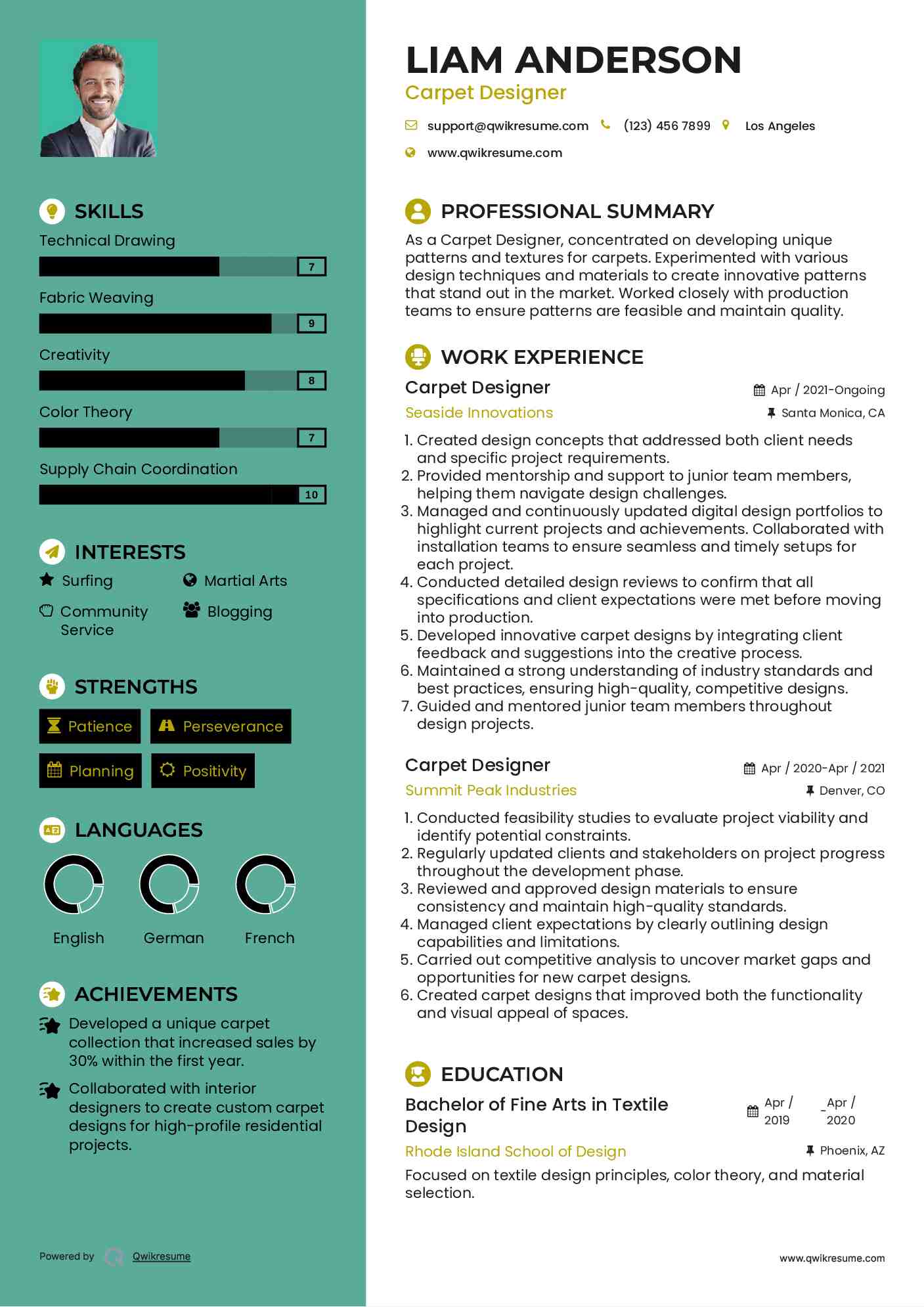 Carpet Designer Resume Sample