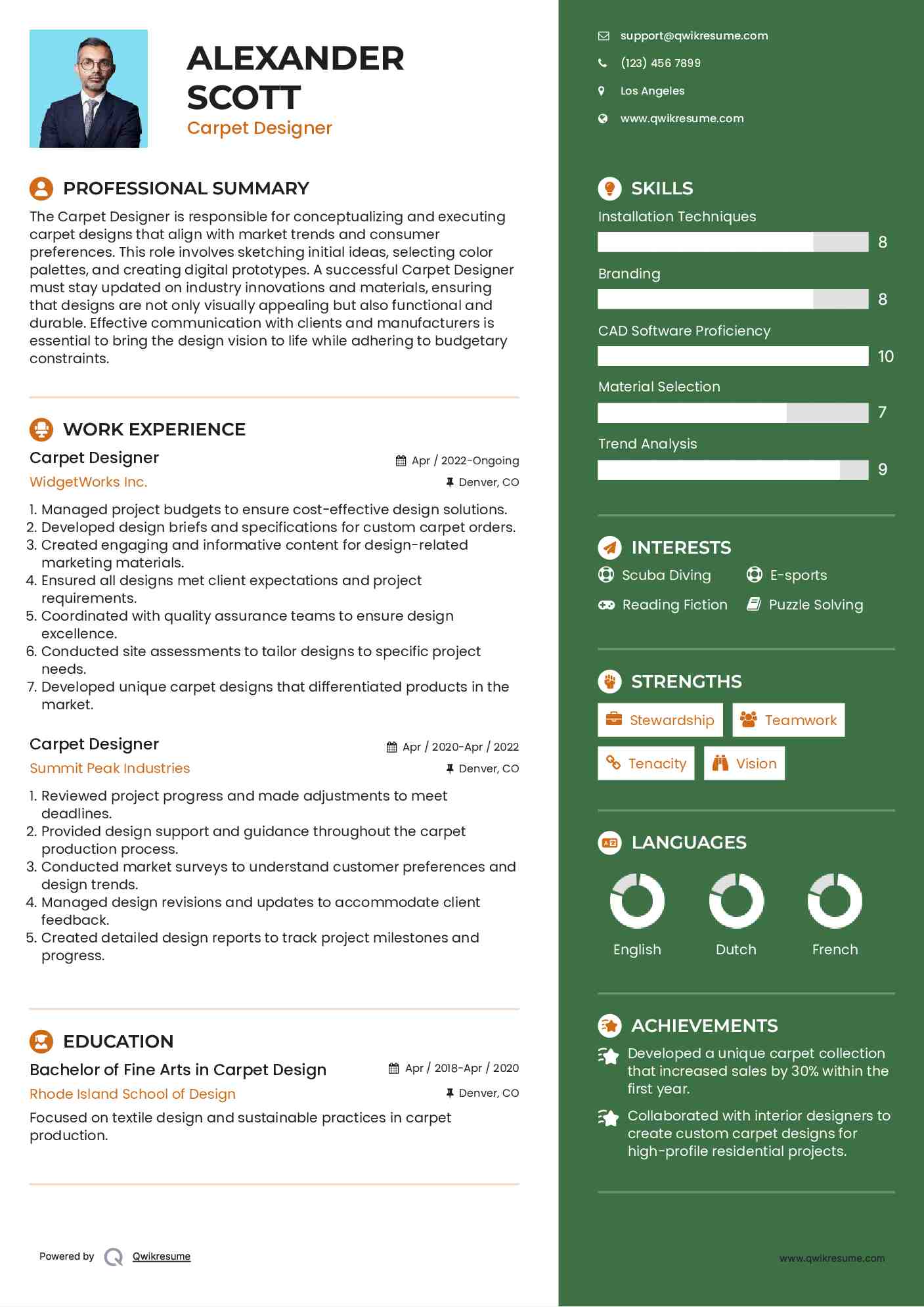 Carpet Designer Resume Template