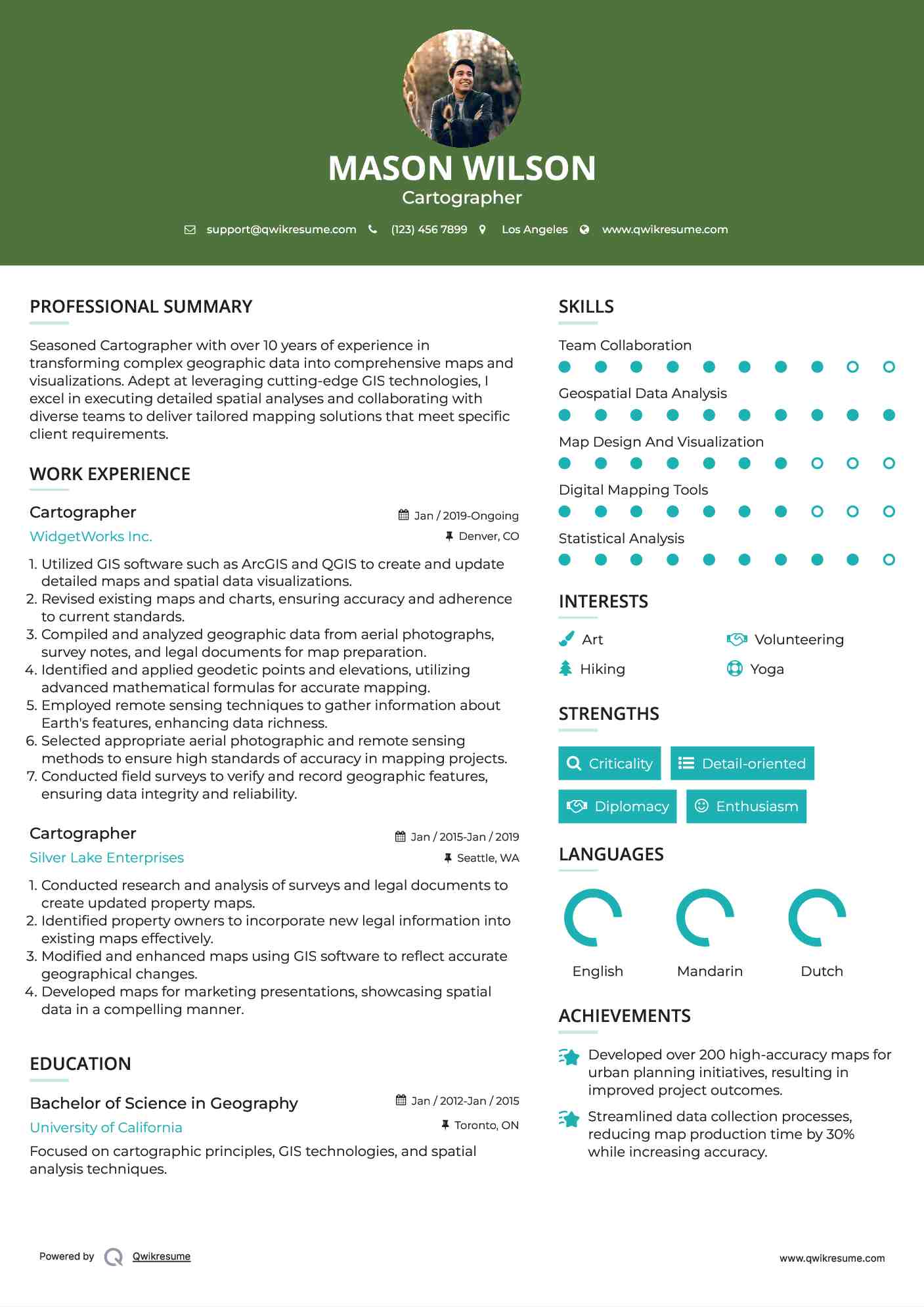 Cartographer Resume Template