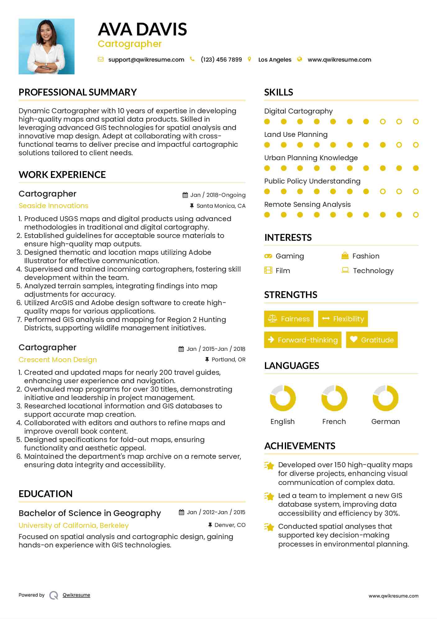 Cartographer Resume Model